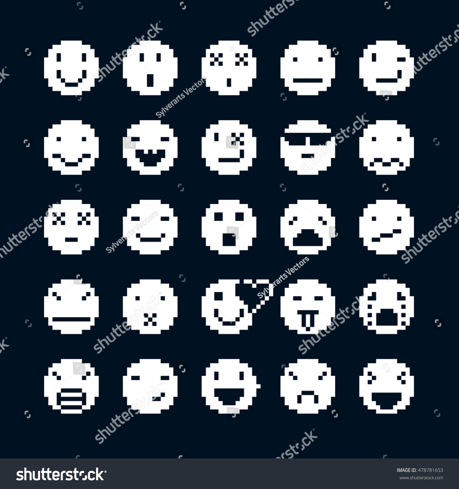 Vector Flat 8 Bit Icons Collection Stock Vector (Royalty Free ...