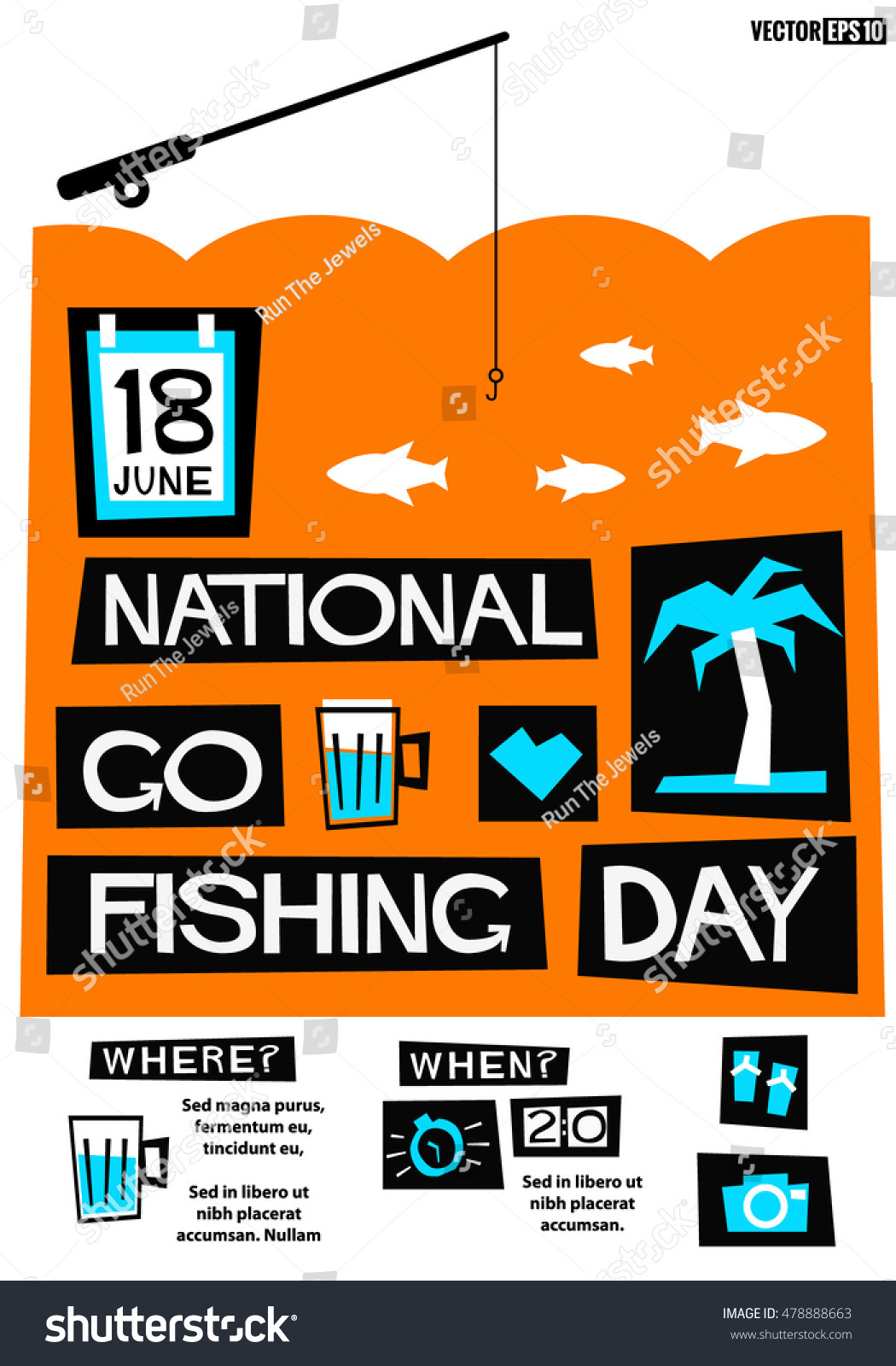 National Go Fishing Day June 18 Stock Vector (Royalty Free) 478888663