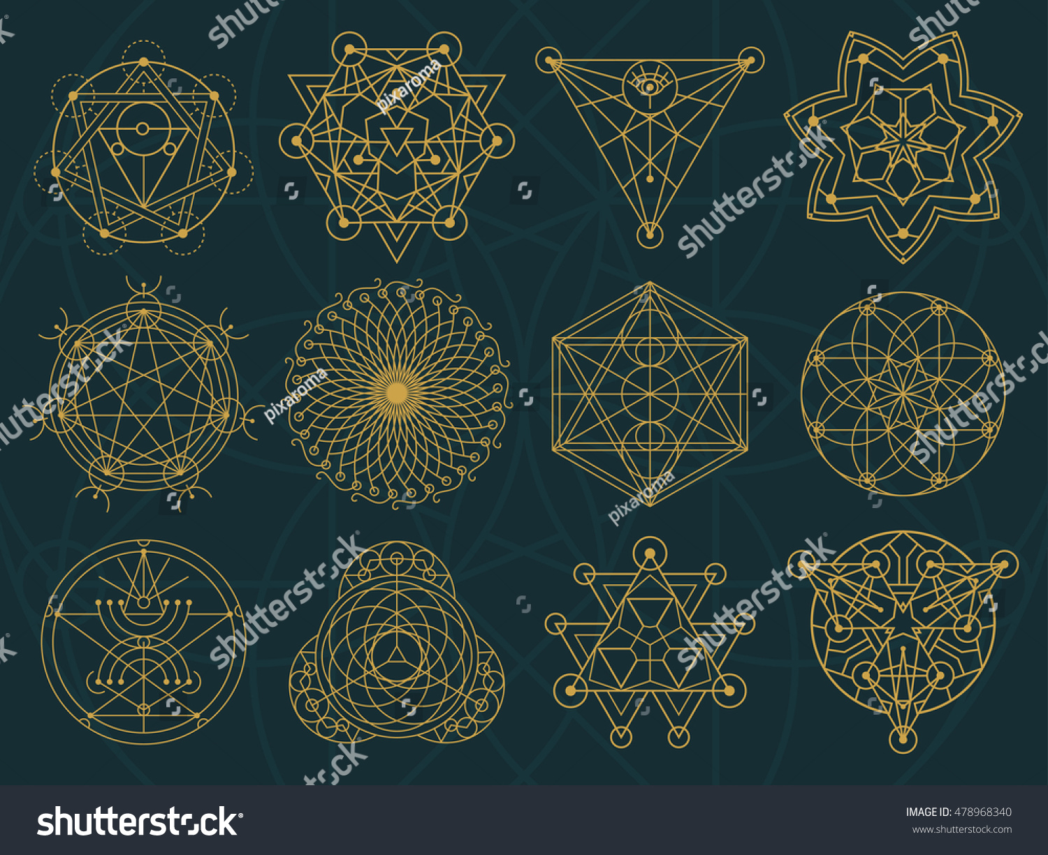 Set Abstract Symbol Different Styles Sacred Stock Vector (Royalty Free ...