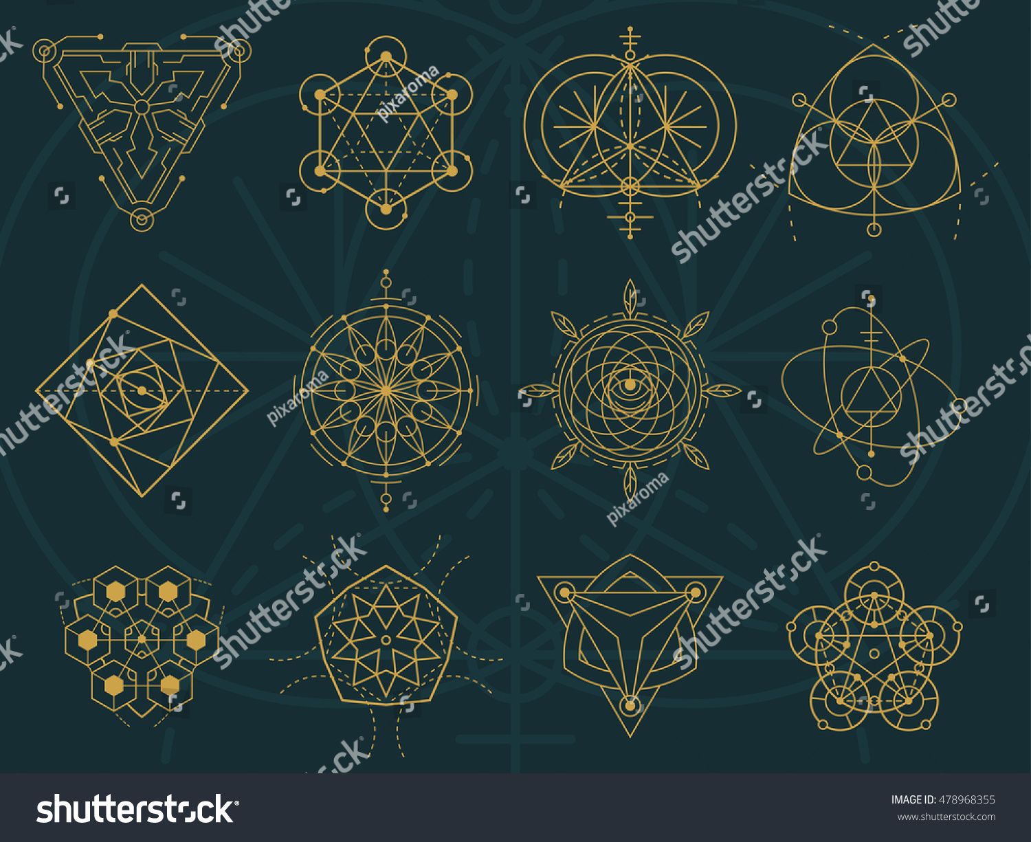 Set Abstract Symbol Different Styles Sacred Stock Vector (Royalty Free ...