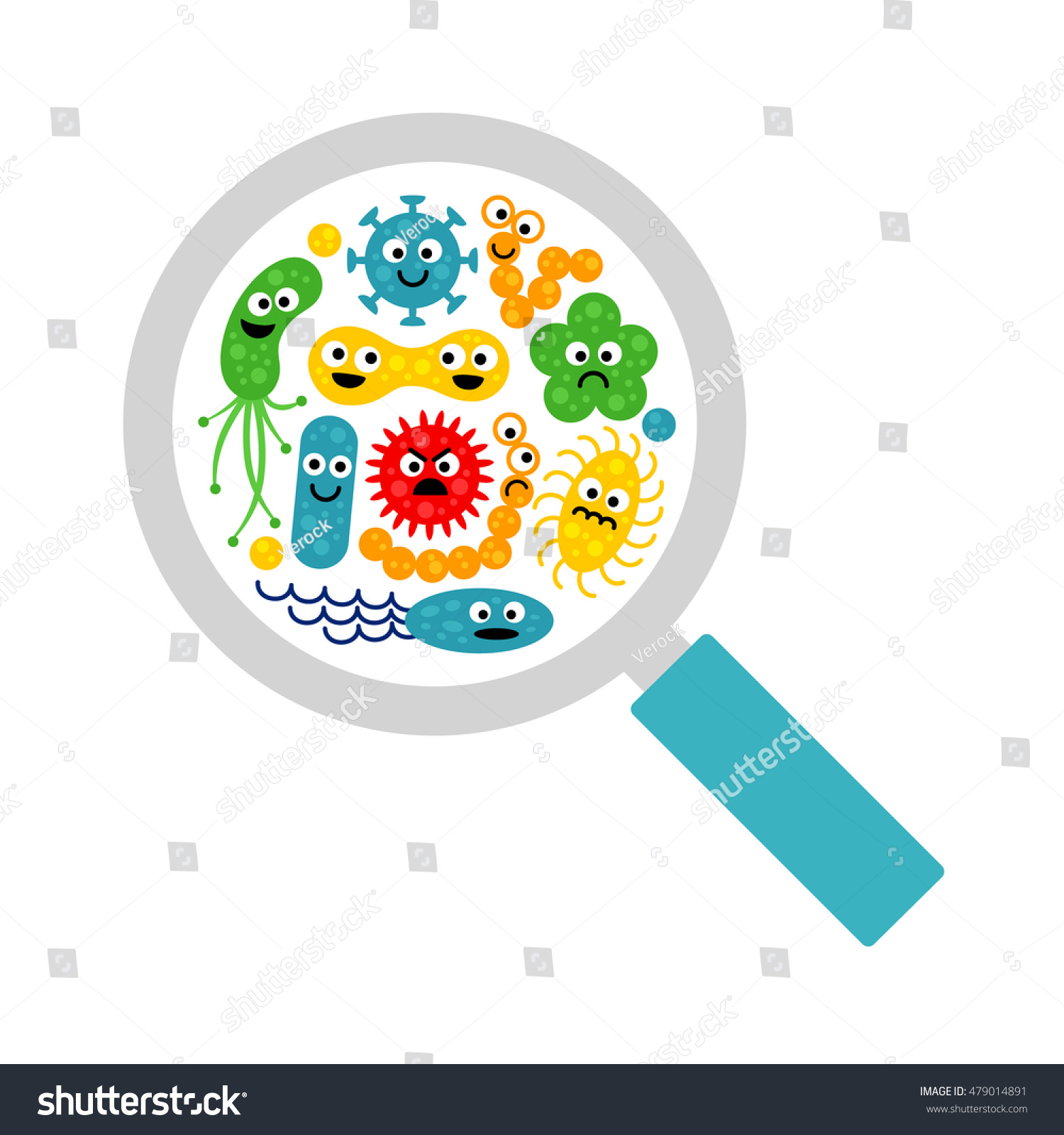 Image Magnifier Cute Funny Bacterias Germs Stock Vector (Royalty Free ...