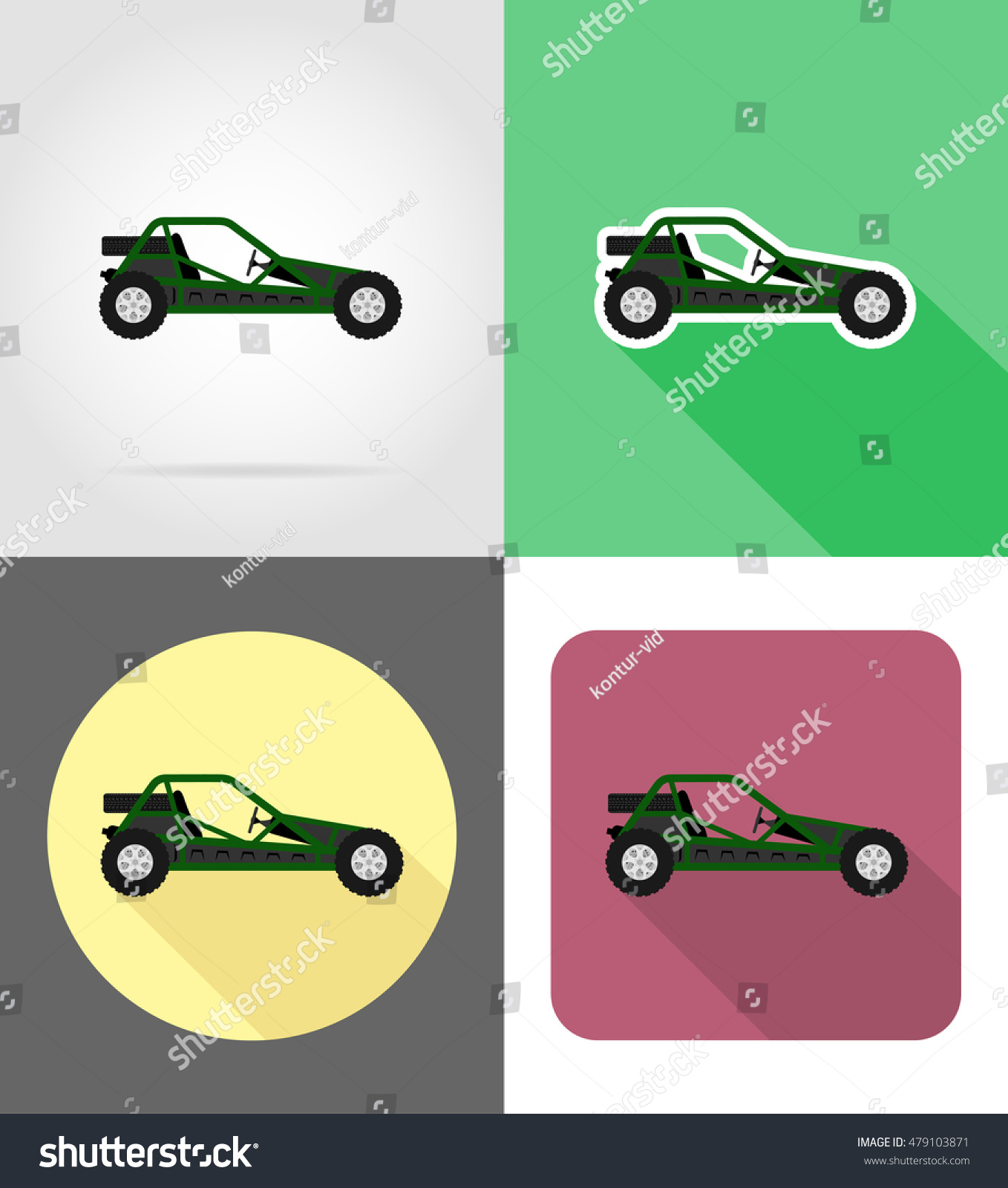 Atv Car Buggy Off Roads Flat Stock Vector (Royalty Free) 479103871 ...