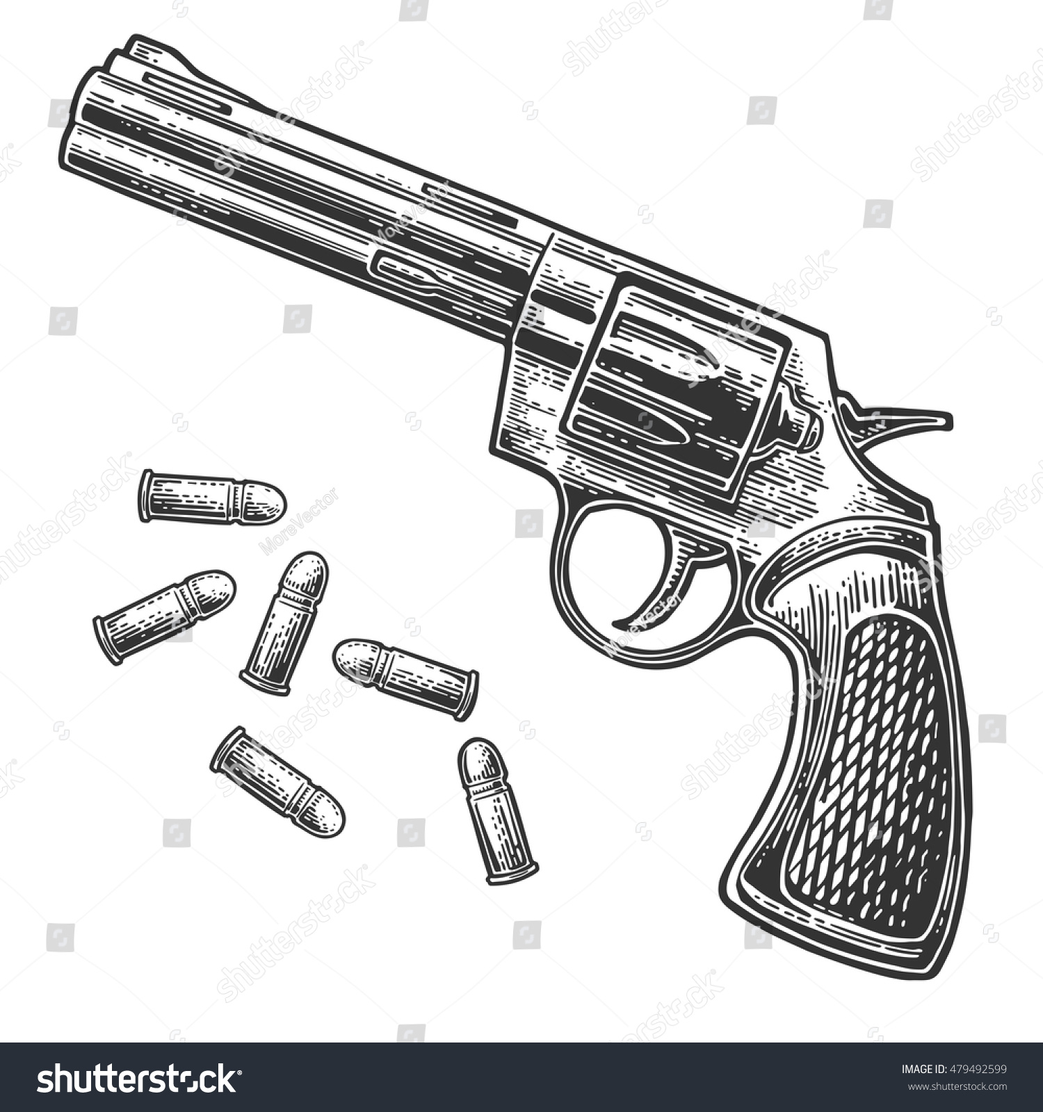 Пистолет с пулями нарисовать