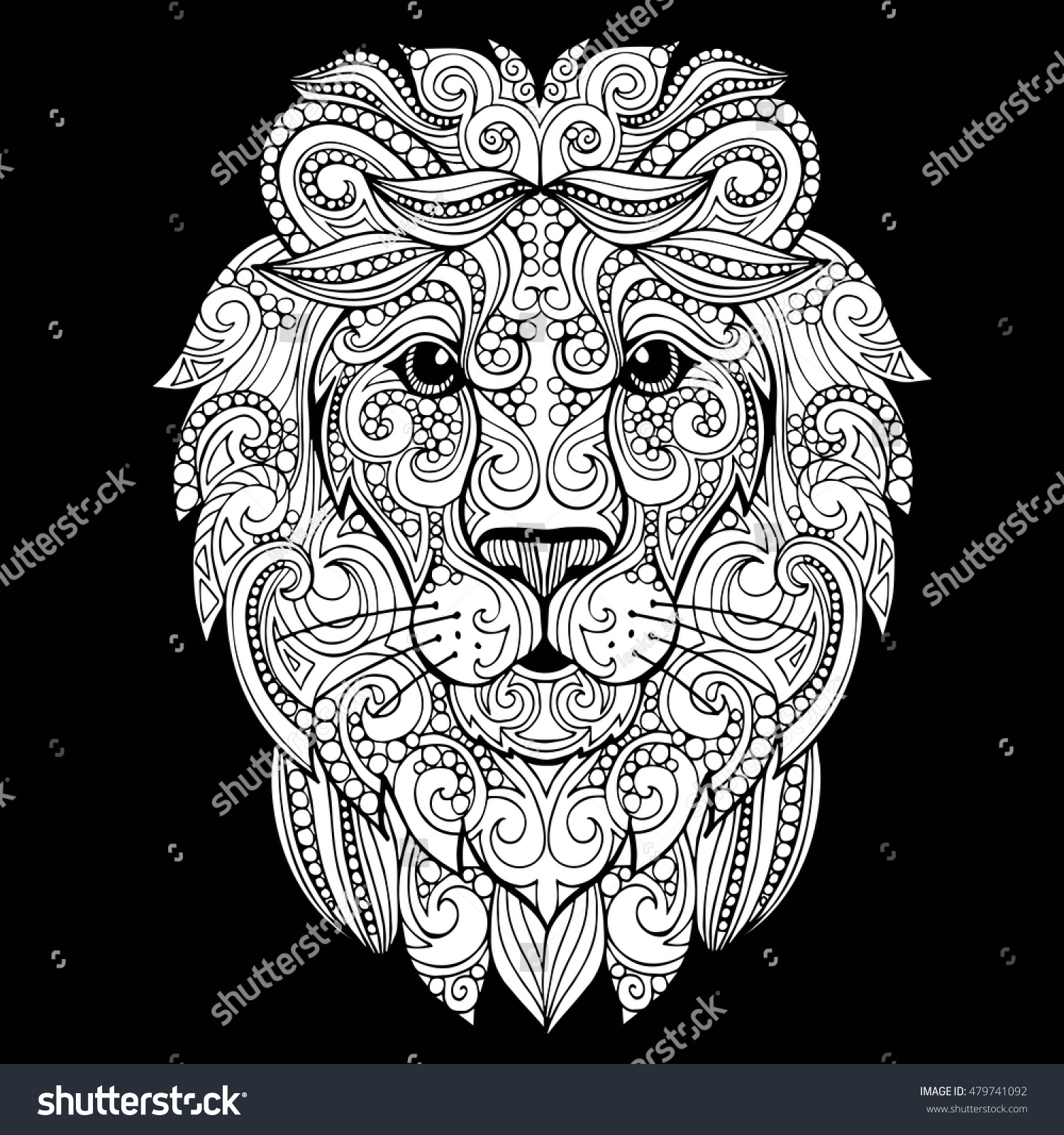 Hand Drawn Doodle Zentangle Lion Illustration Image Vectorielle De