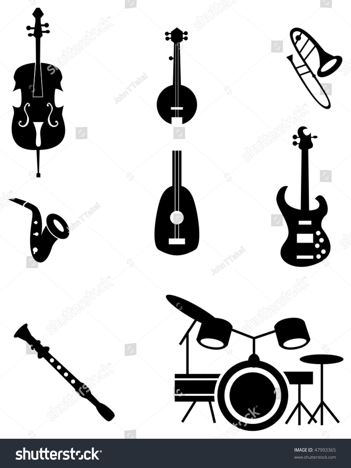 Musical Instrument Icon Set Isolated On Stock Vector (Royalty Free ...