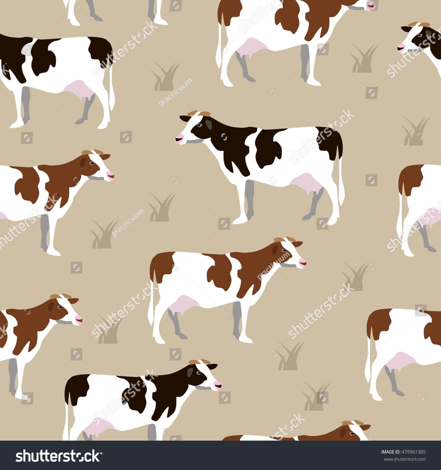 Cow Animal On Field Vector Background Stock Vector (Royalty Free ...