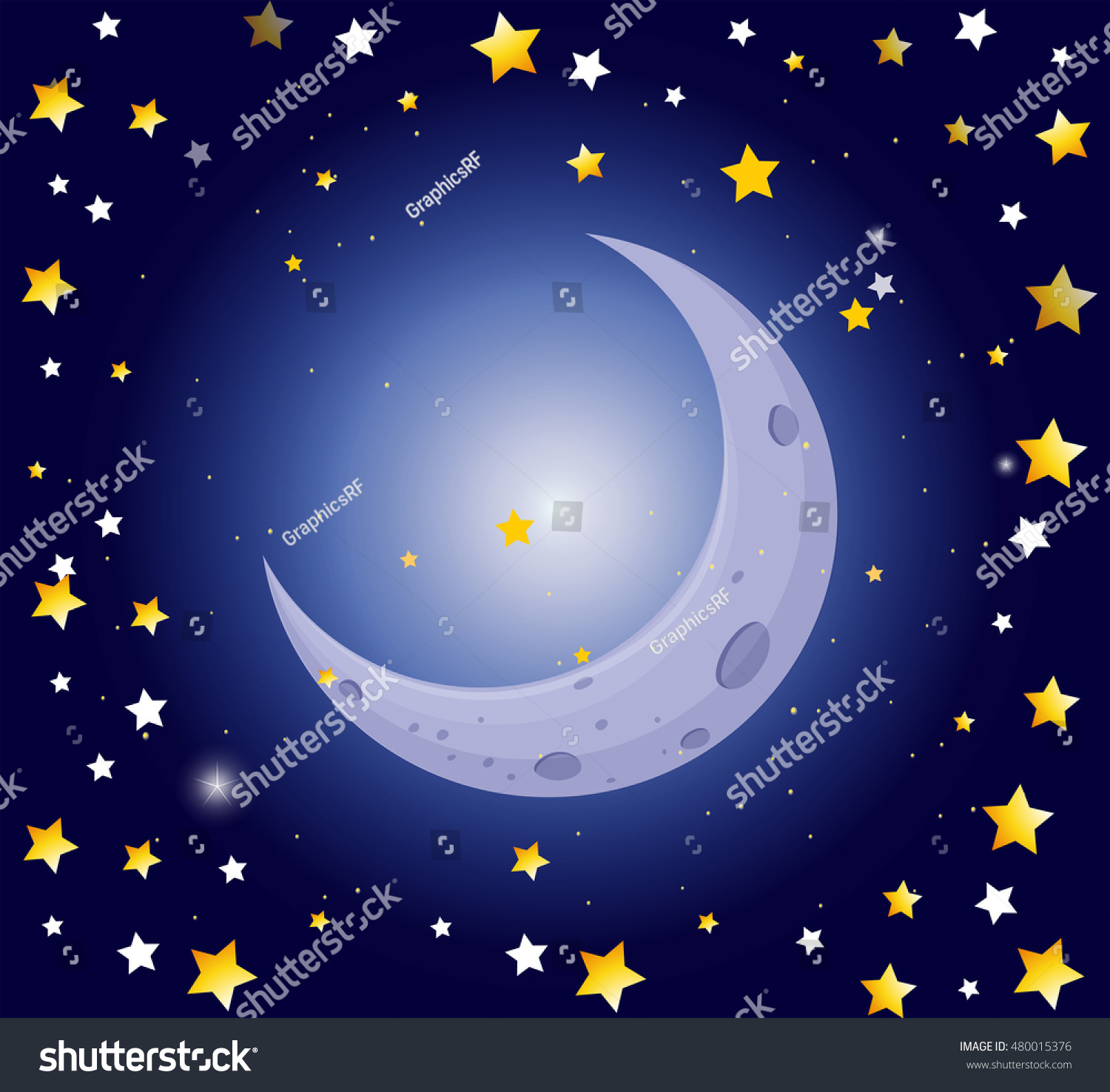 Night Scene Moon Stars Illustration Stock Vector (Royalty Free ...