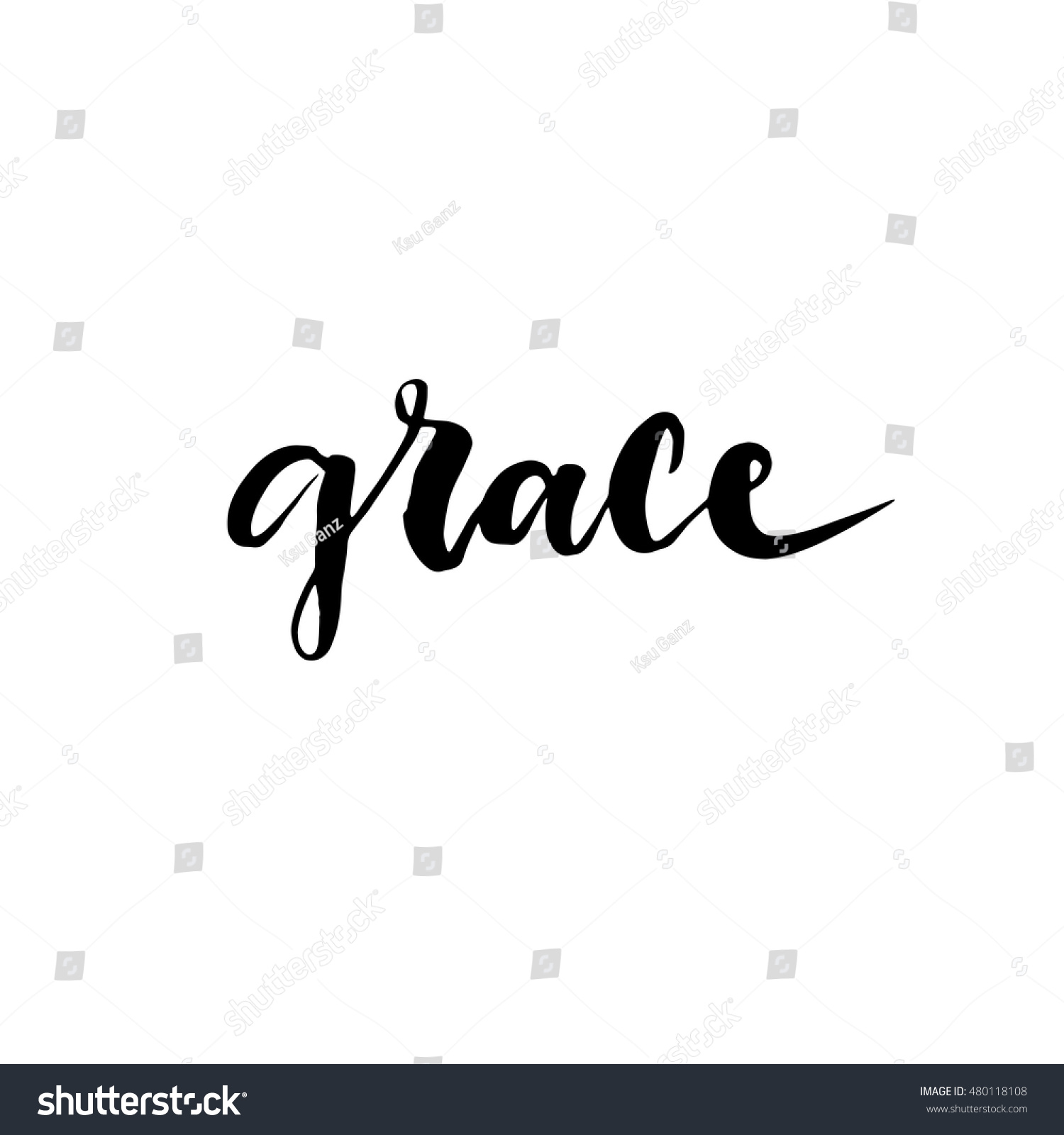 Grace Hand Lettering Modern Brush Calligraphy Stock Vector (Royalty ...