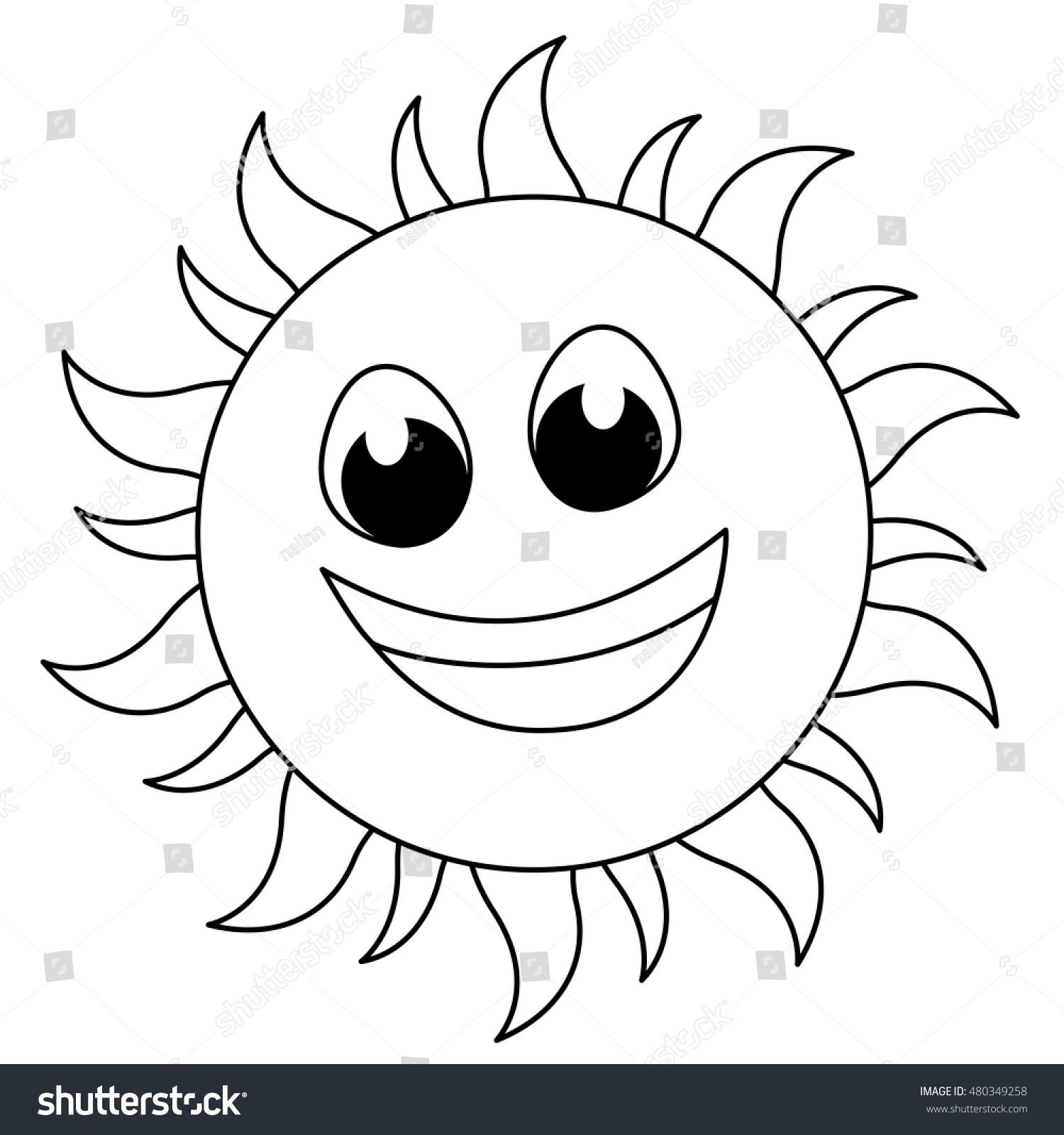 Sun Sketch Line Art Kids Coloring Stock Vector (Royalty Free) 480349258