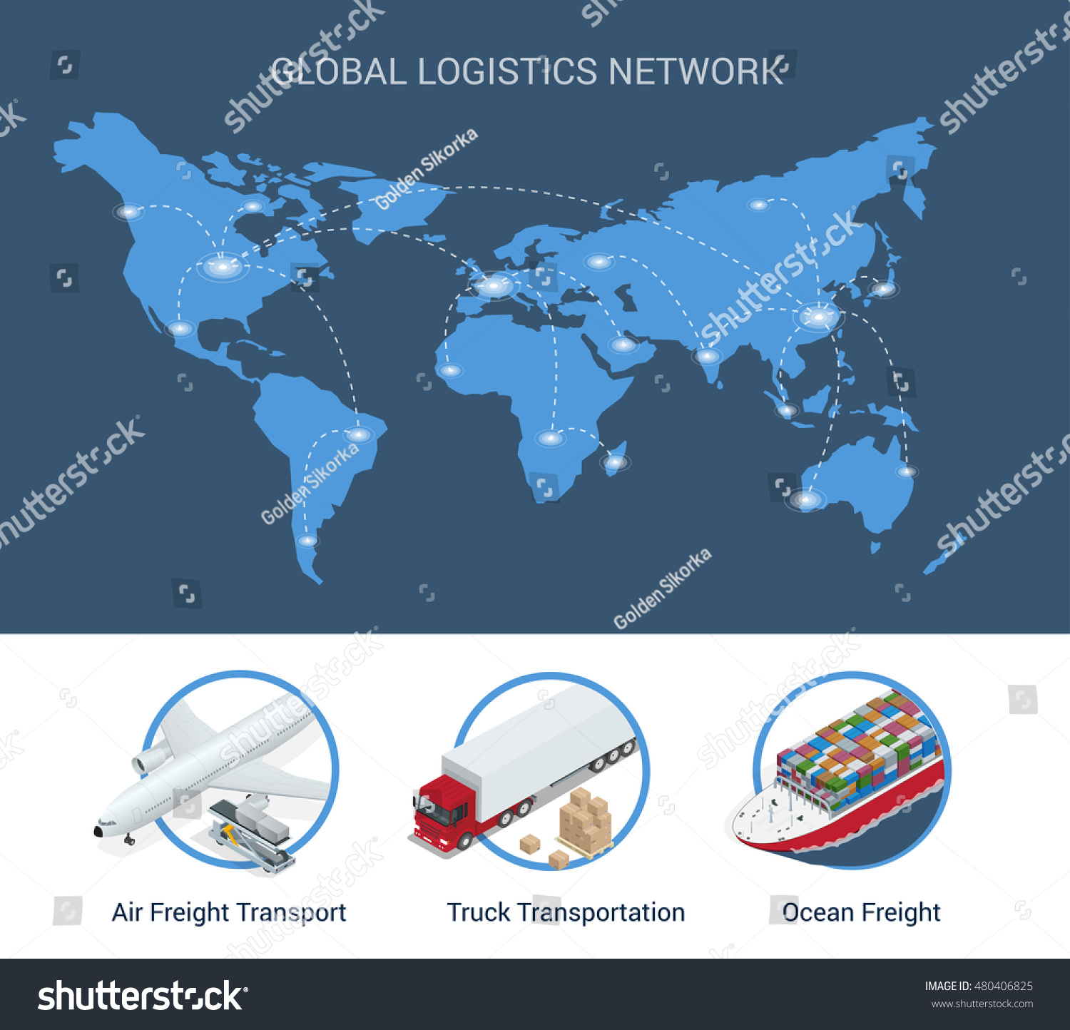 Global Logistics Network Flat 3d Isometric Stock Vector (Royalty Free ...