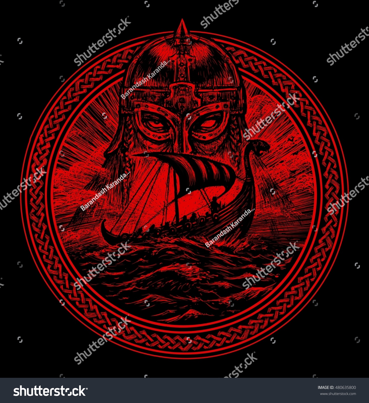 God Odin Storm Sea Drakkar Illustration Stock Illustration 480635800 Shutterstock