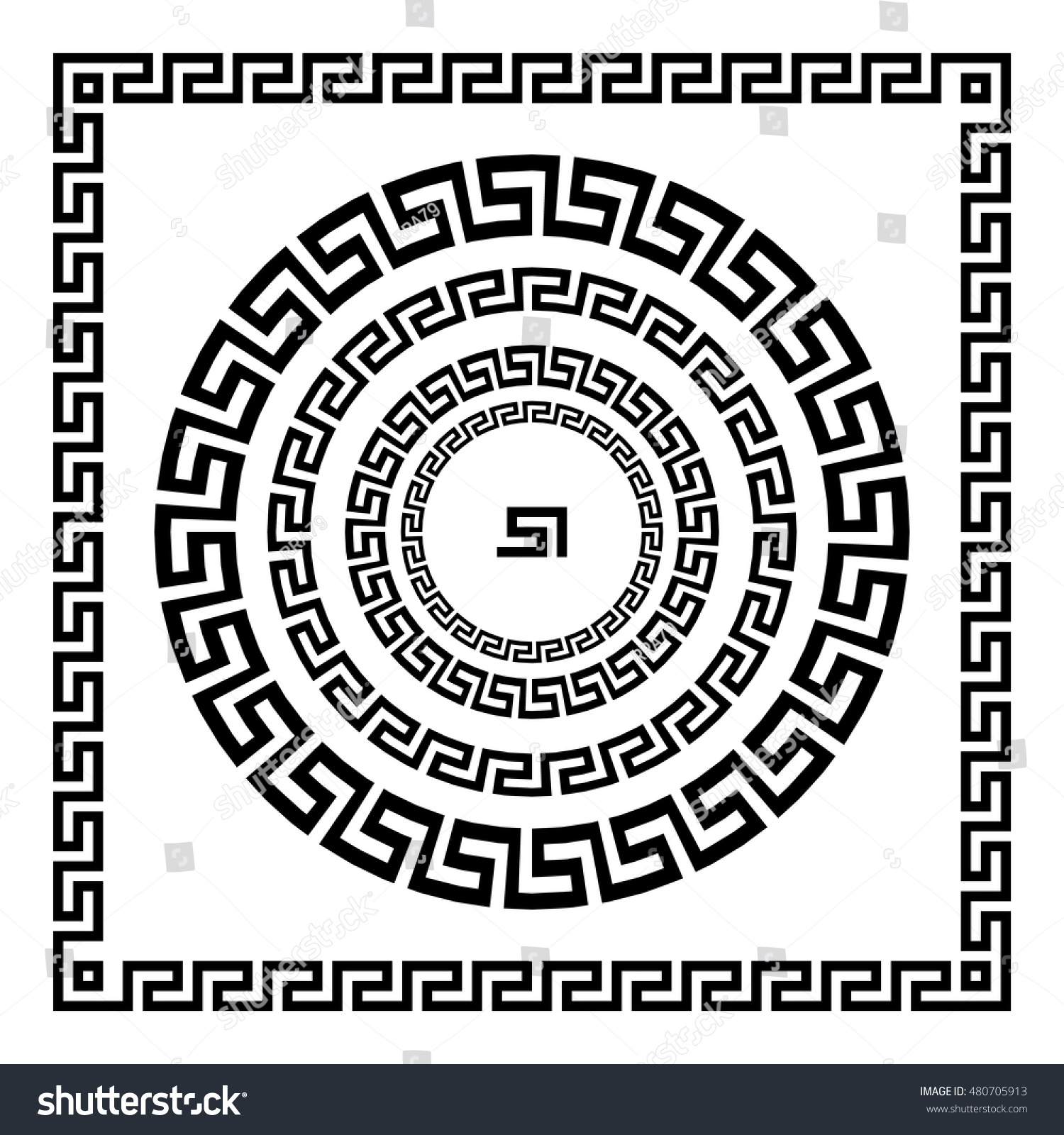 Греческий орнамент Меандр круг