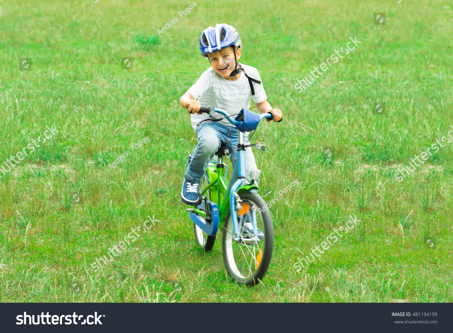 Photo Happy Boy Riding Bicycle Park Stock Photo 481194199 Shutterstock