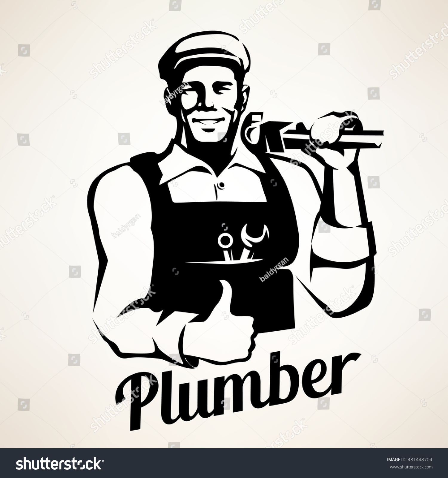 Plumber Sanitary Service Portrait Retro Emblem Stock Vector (Royalty ...