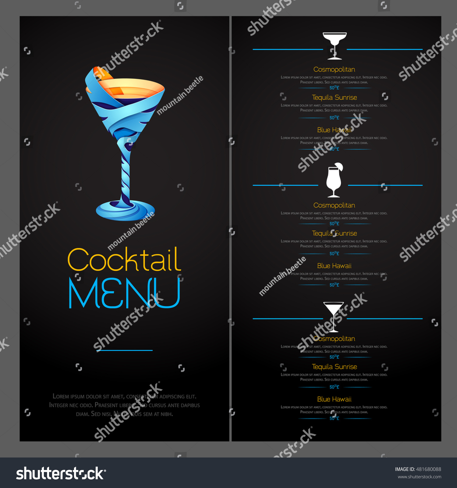 3d Cocktail Design Cocktail Menu Design Stock Vector (Royalty Free ...