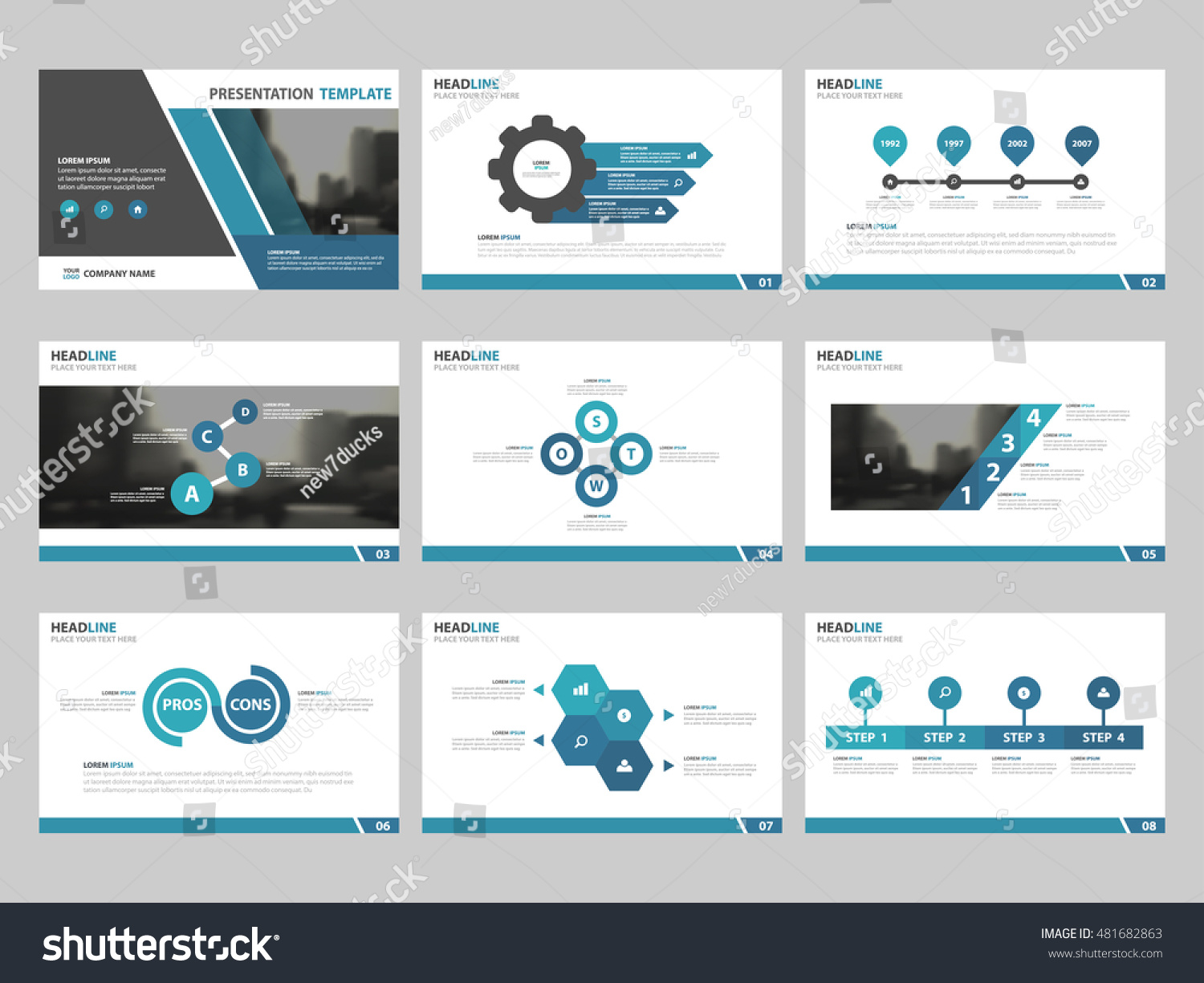 Blue Abstract Presentation Templates Infographic Elements Stock Vector ...