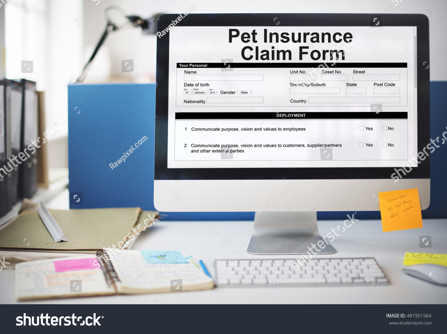 Pet Insurance Claim Form Concept Stock Photo 481951564 | Shutterstock