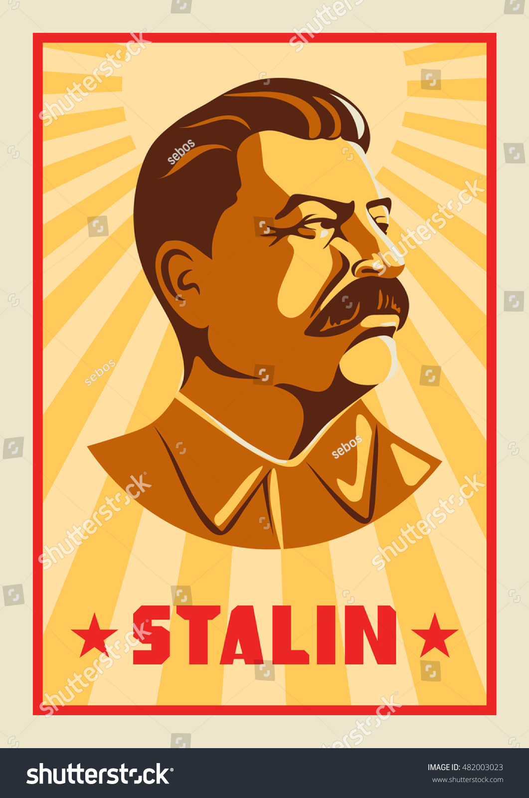 Portrait Joseph Stalin Poster Stylized Sovietstyle: Stock-Vektorgrafik ...