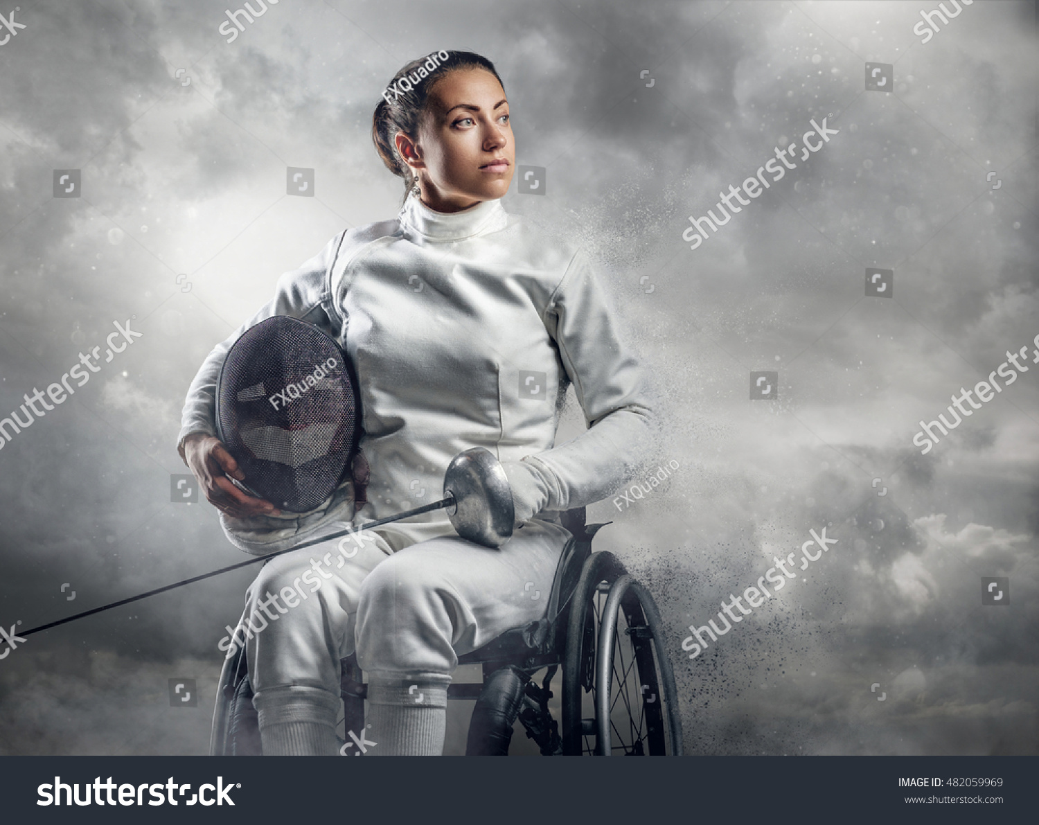 Female Fencer Wheelchair Safety Mask Face Stock Photo 482059969 ...