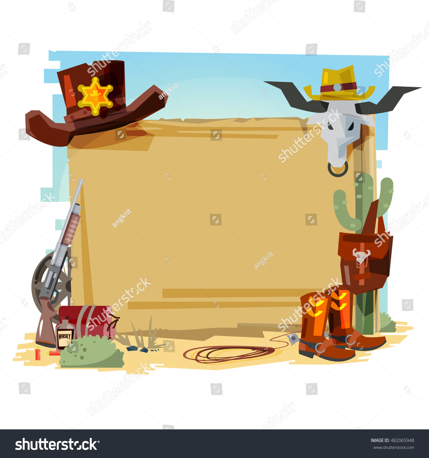 Cowboy Billboard Element Presentation Vector Illustration Stock Vector ...