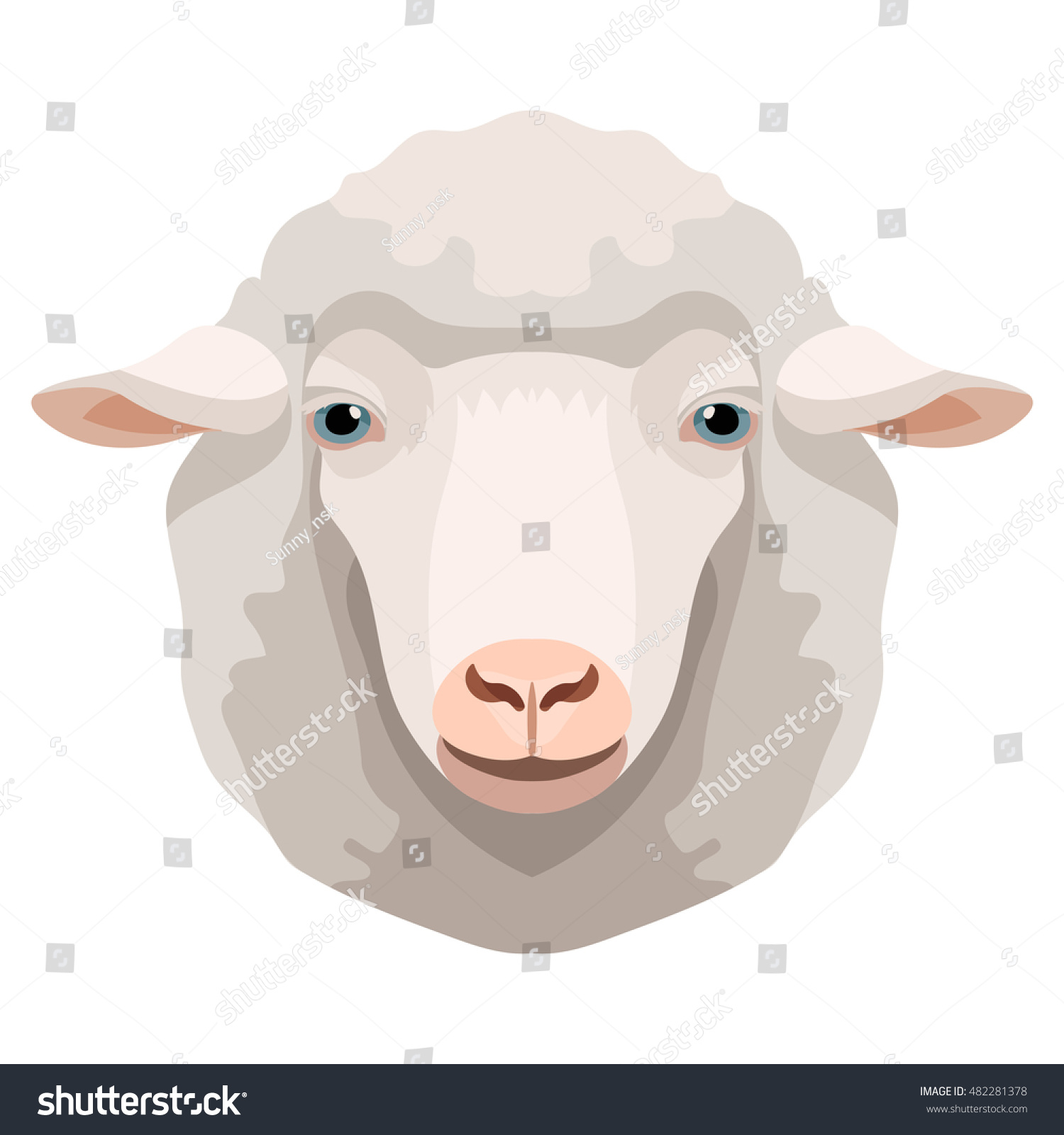 Vector White Sheep Ram Face Farm Stock Vector (Royalty Free) 482281378 ...