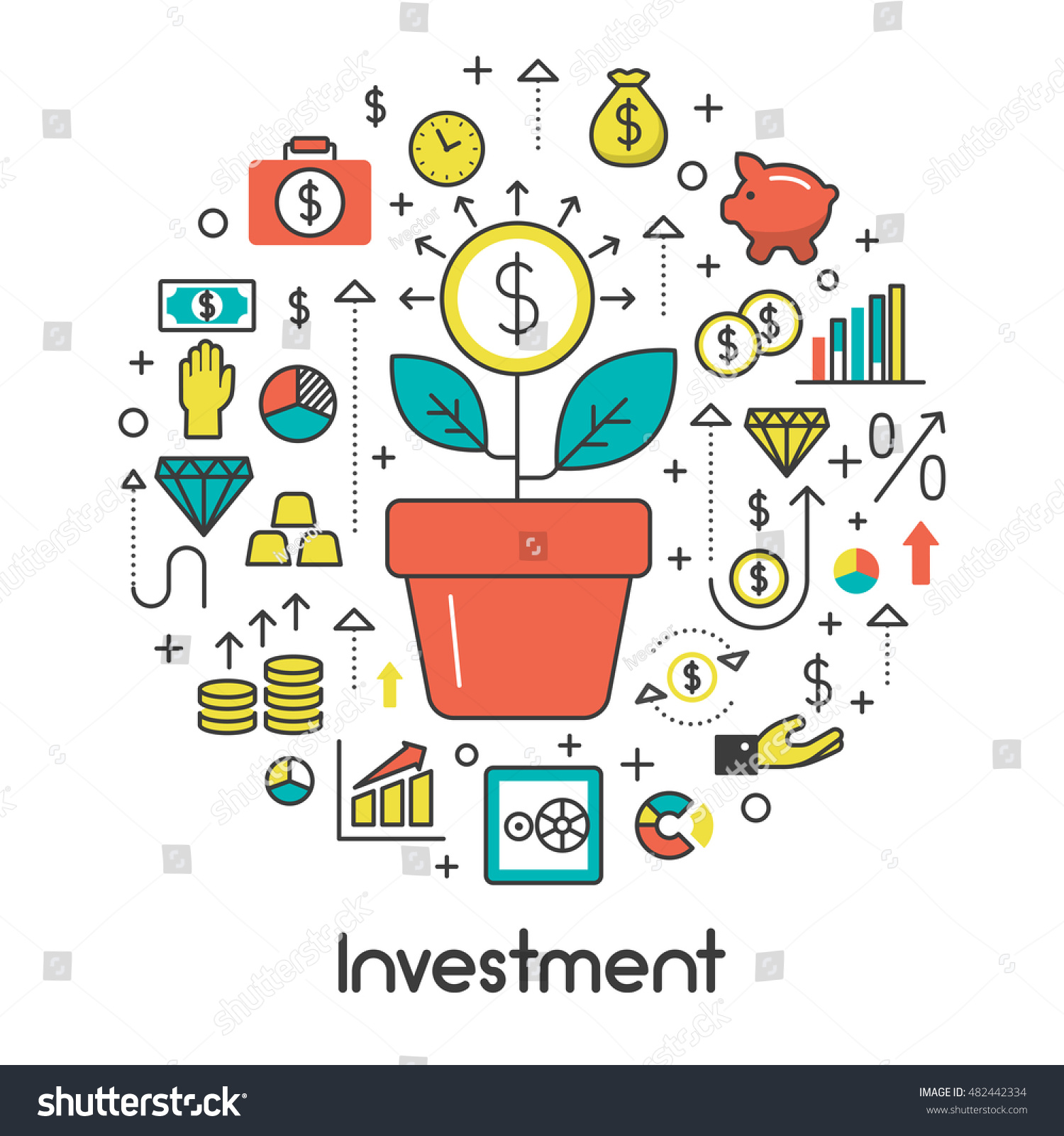 Investment Line Art Thin Vector Icons Stock Vector (Royalty Free ...