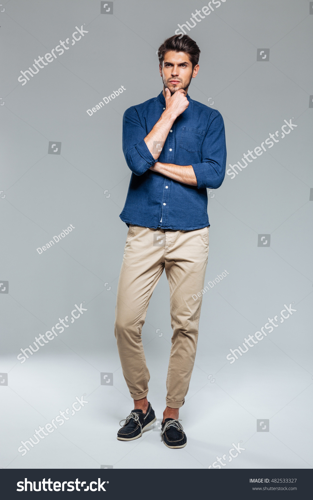 Full Length Portrait Thoughtful Casual Man Stock Photo 482533327 ...