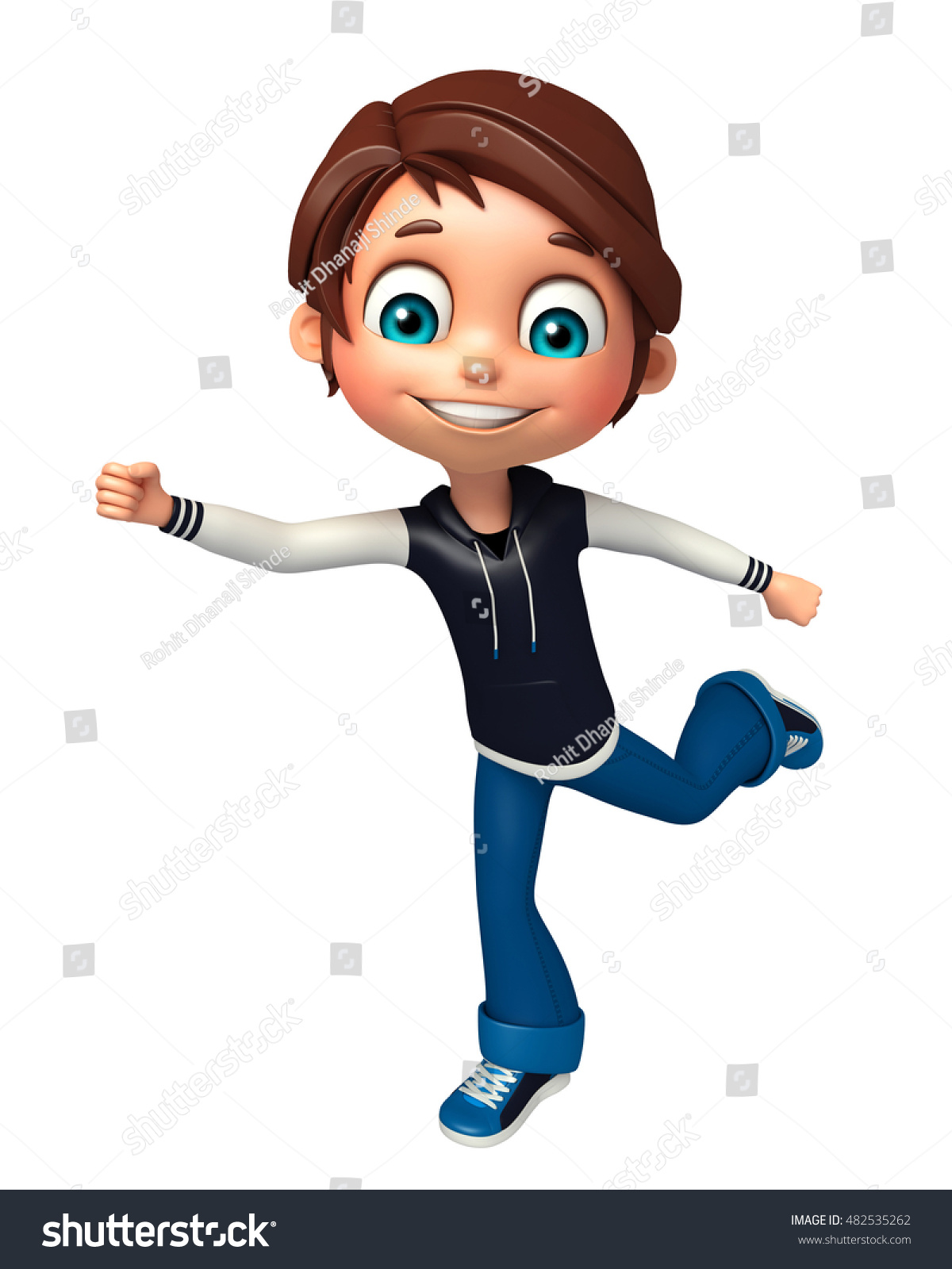 3d Rendered Illustration Kid Boy Running Stock Illustration 482535262 ...