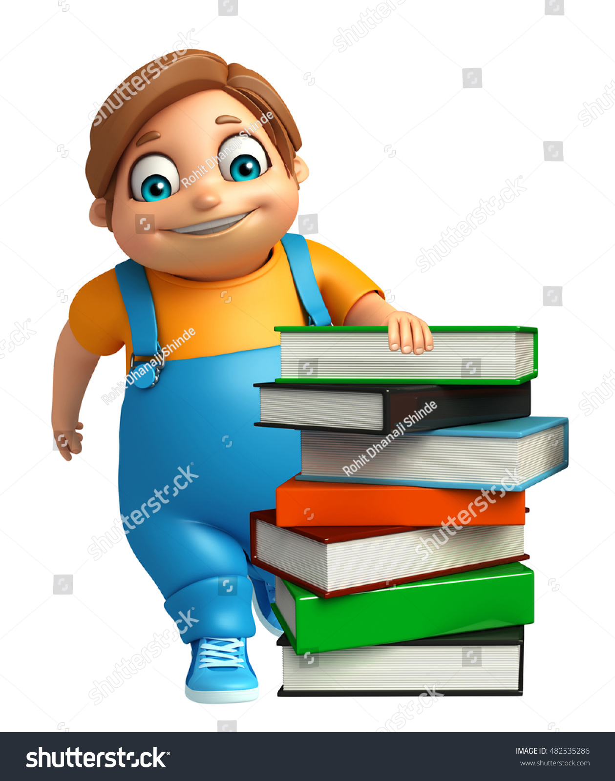 3d Rendered Illustration Kid Boy Book Stock Illustration 482535286 ...