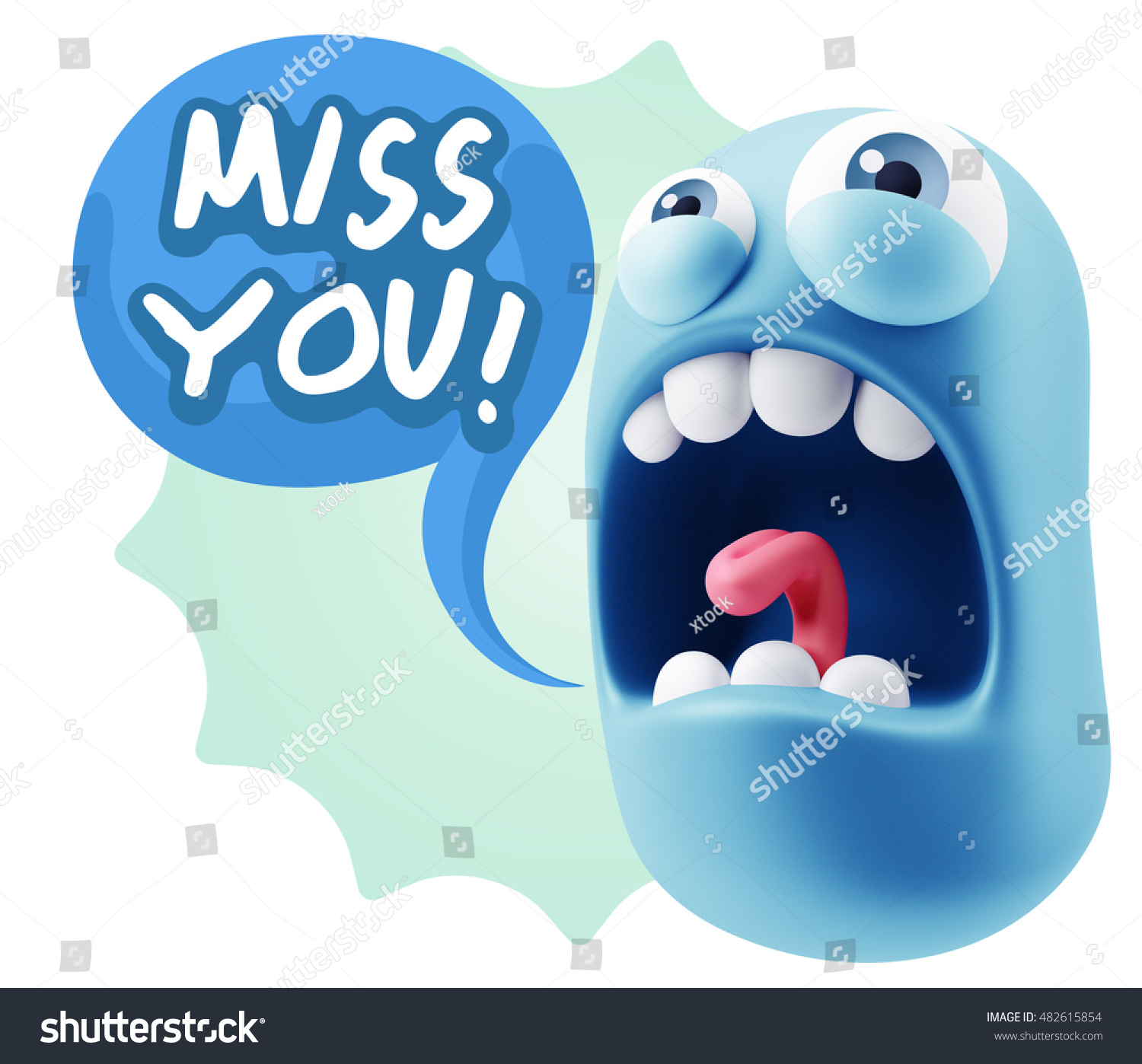 3d Rendering Angry Character Emoji Saying Stock Illustration 482615854 