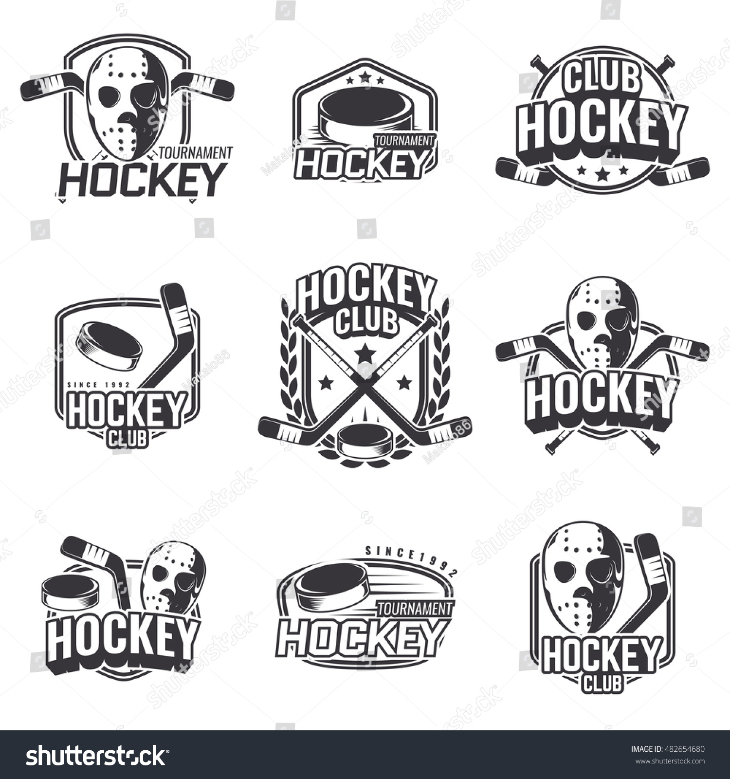 Set Sports Logos Hockey Stock Vector (Royalty Free) 482654680 ...