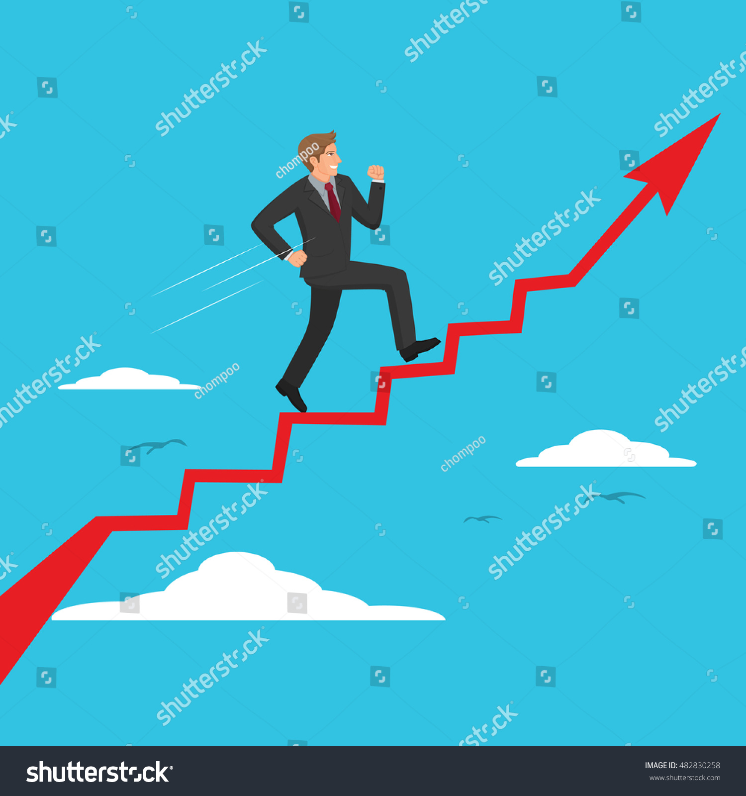 Businessman Walking On Arrow Chart Vector Stock Vector (Royalty Free ...