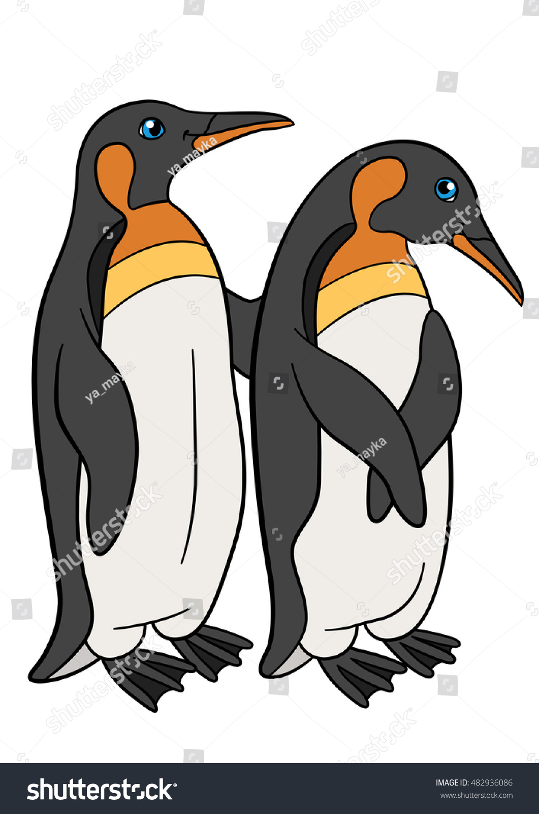 Cartoon Birds Two Little Cute Penguins Stock Vector (Royalty Free ...