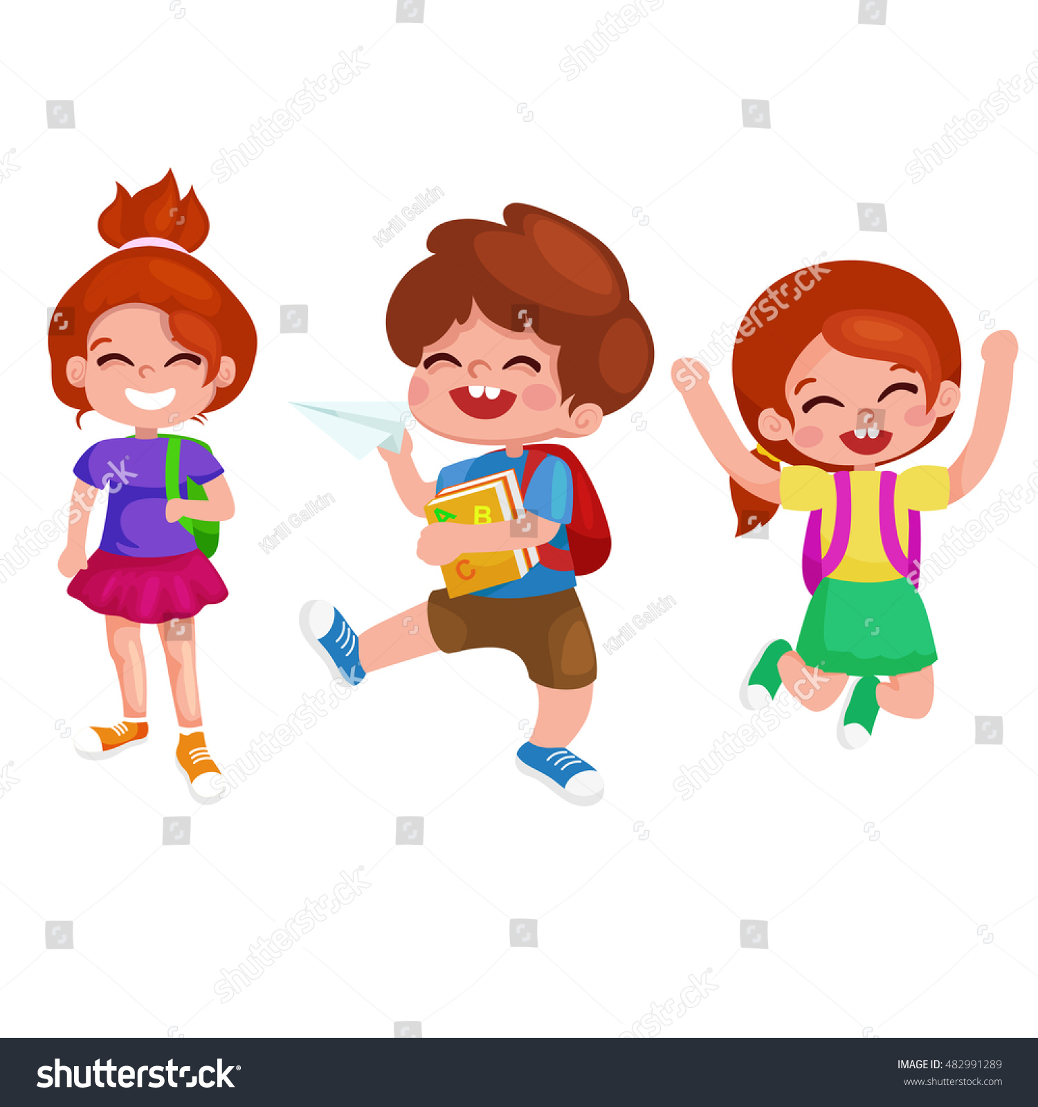 Back Schoolcute School Children Vector Illustration Stock Vector ...