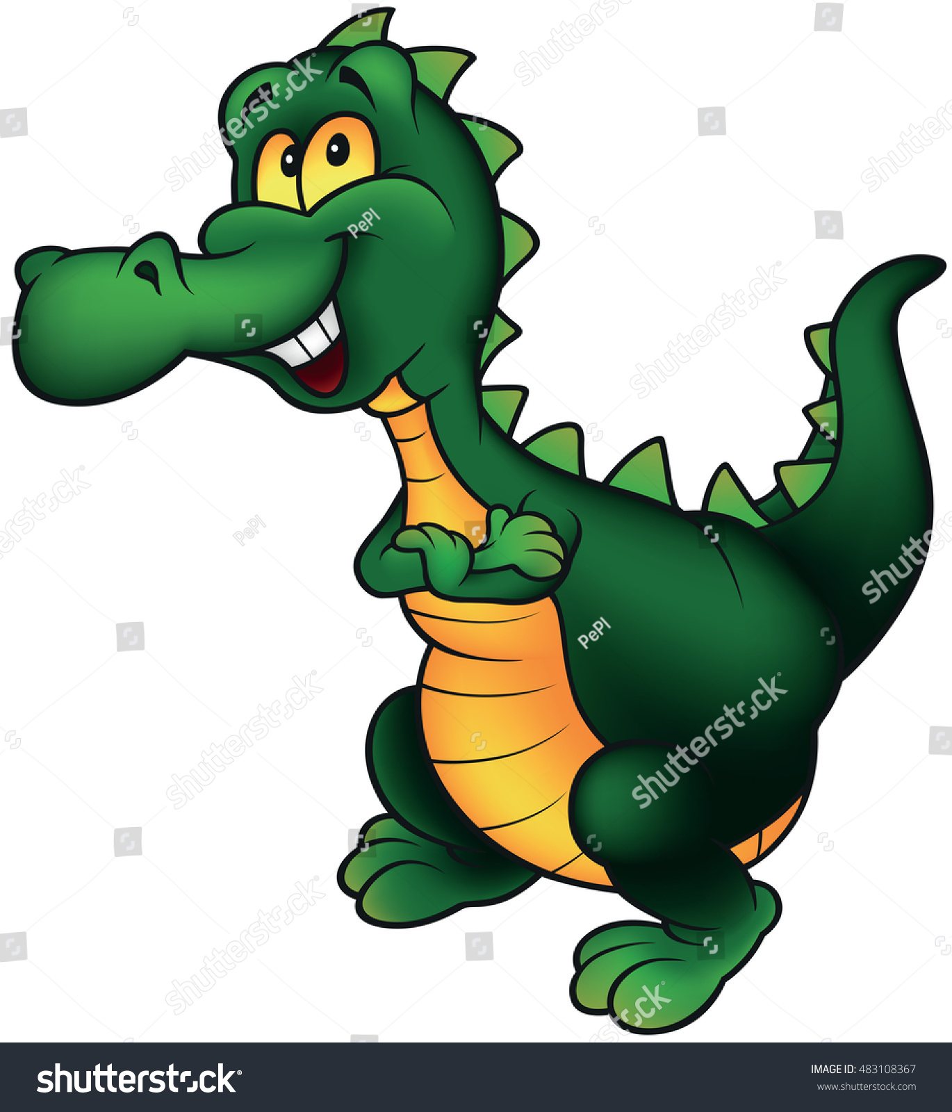 Cheerful Smiling Dino Cartoon Illustration Vector Stock Vector (Royalty ...