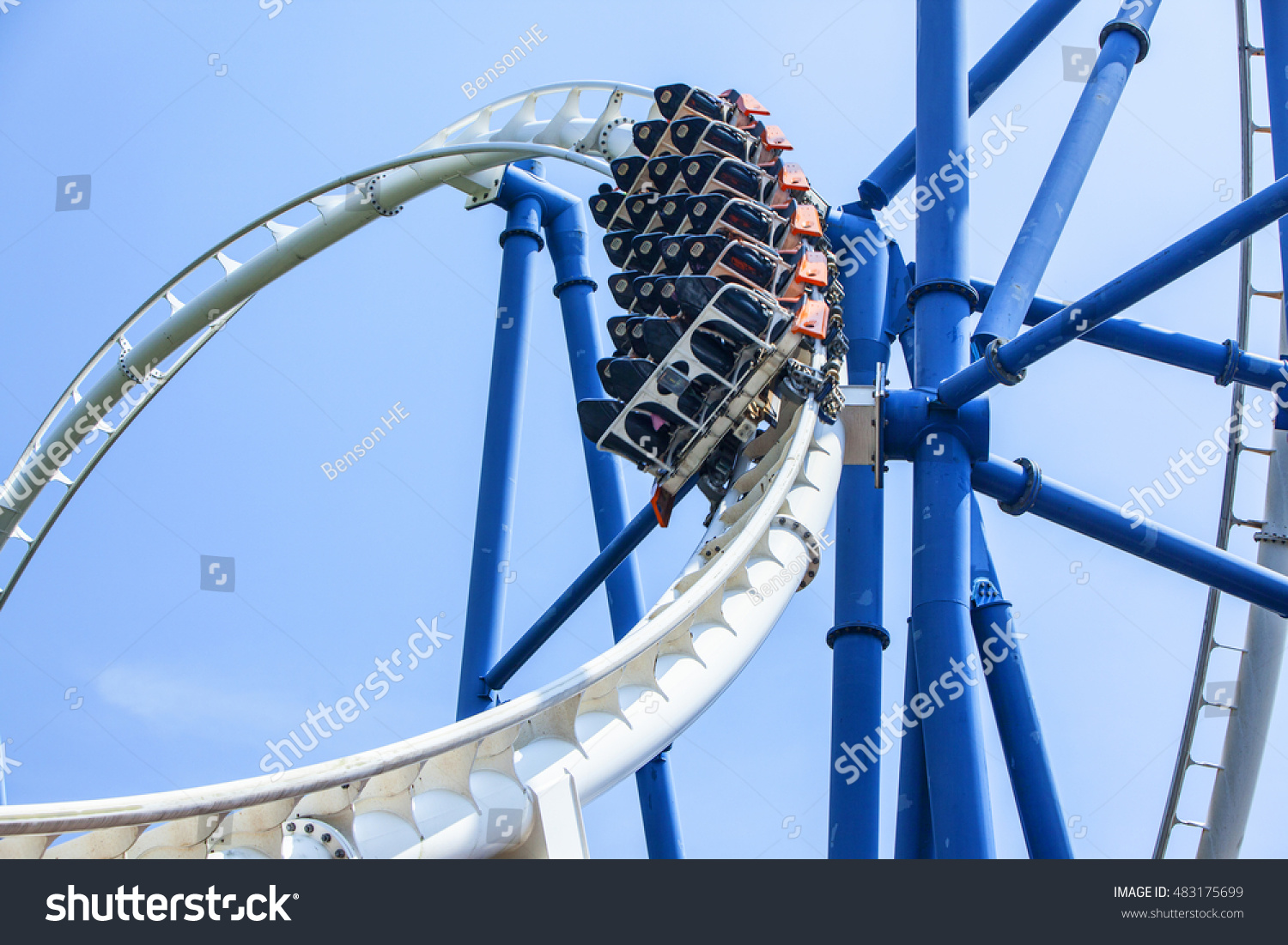 Passengers Restrained Seats Steel Roller Coaster Stock Photo 483175699 