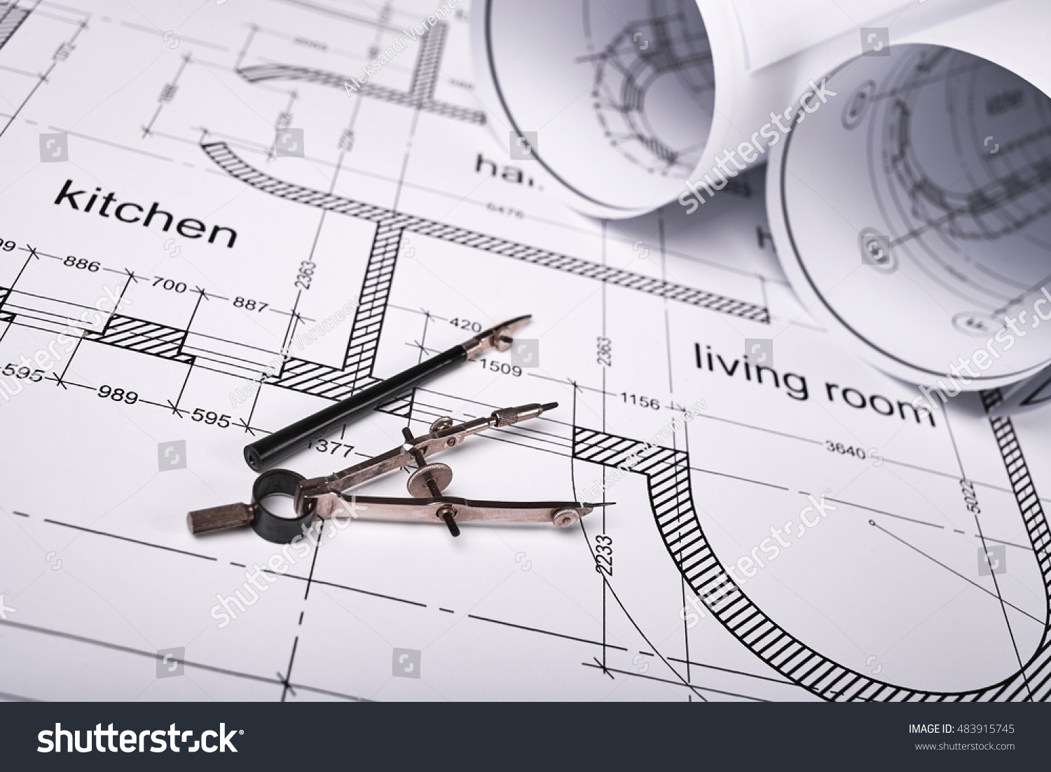 Construction Building Layout Building Drawing On Stock Photo 483915745 ...