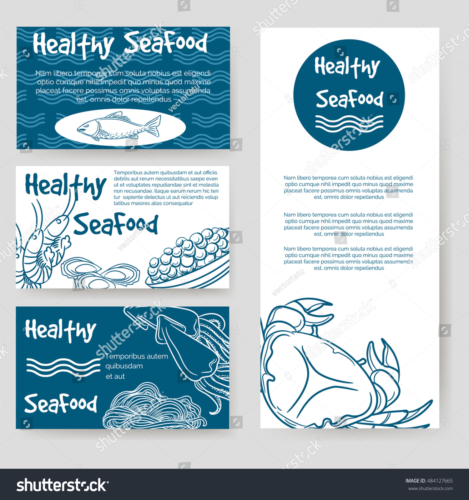 Healthy Seafood Flyer Personal Cards Design Stock Vector (Royalty Free ...