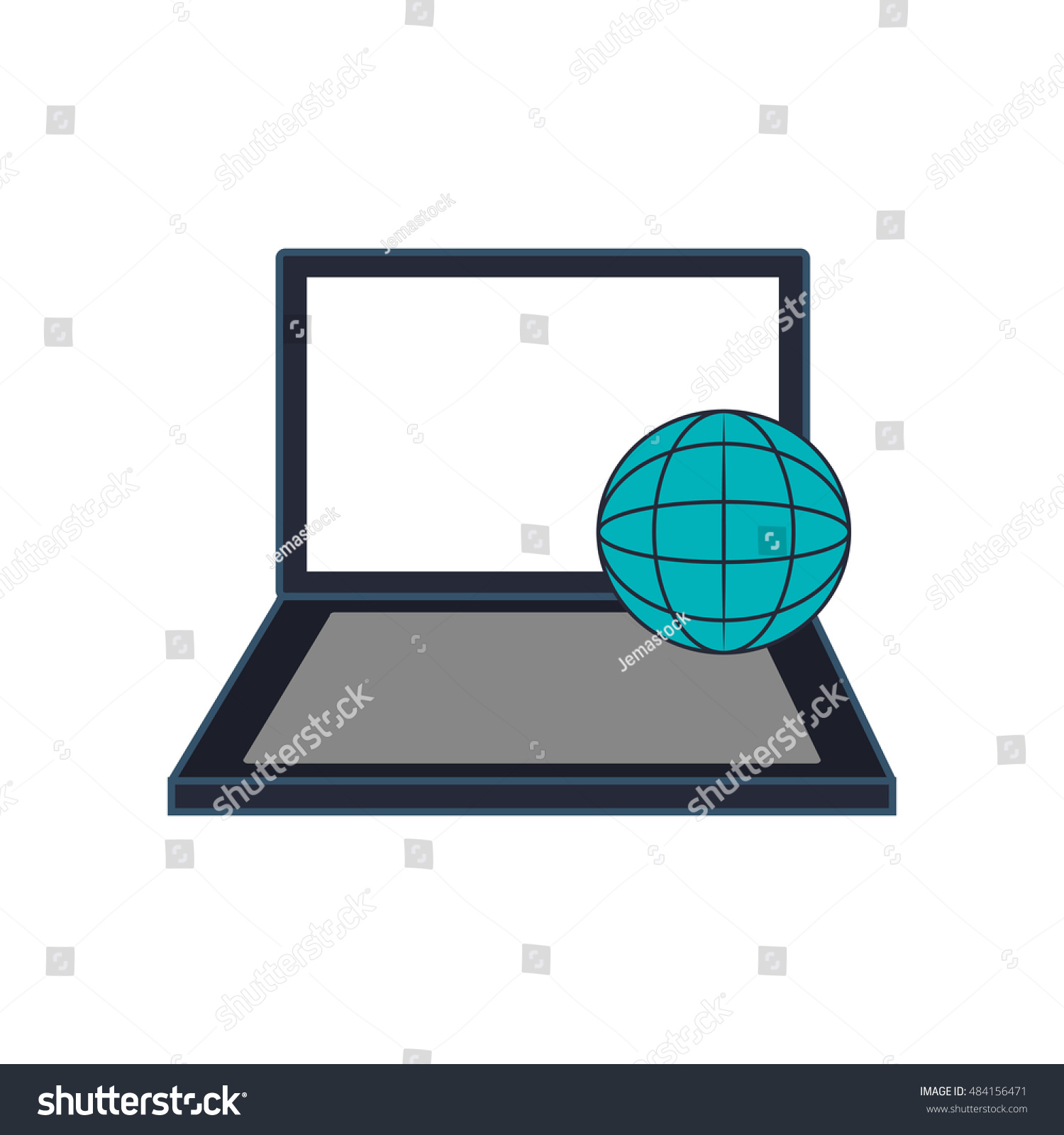 Computer Earth Globe Diagram Icon Stock Vector (Royalty Free) 484156471 ...