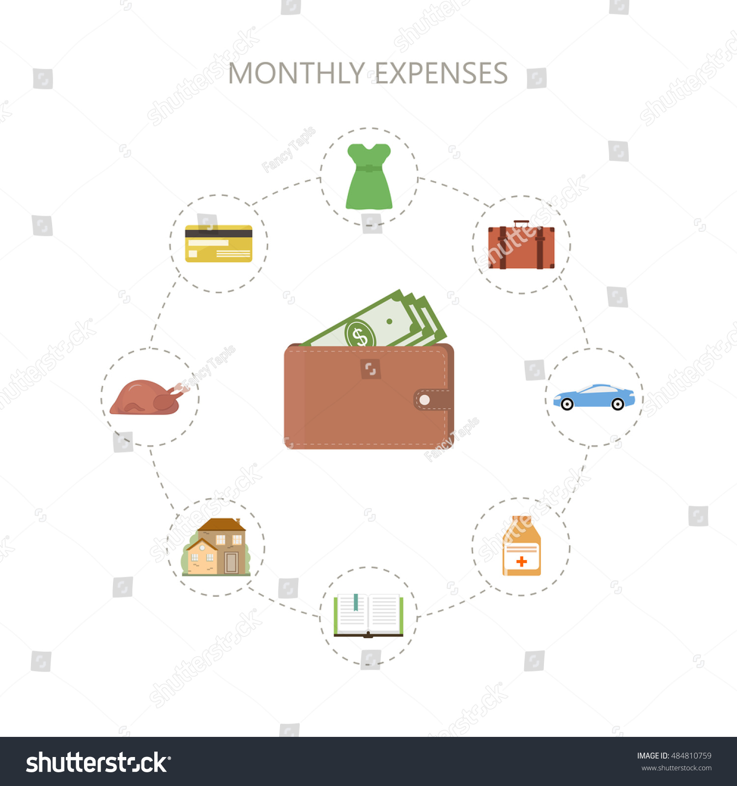 Monthly Expenses Background Personal Finance Concept Stock Vector ...