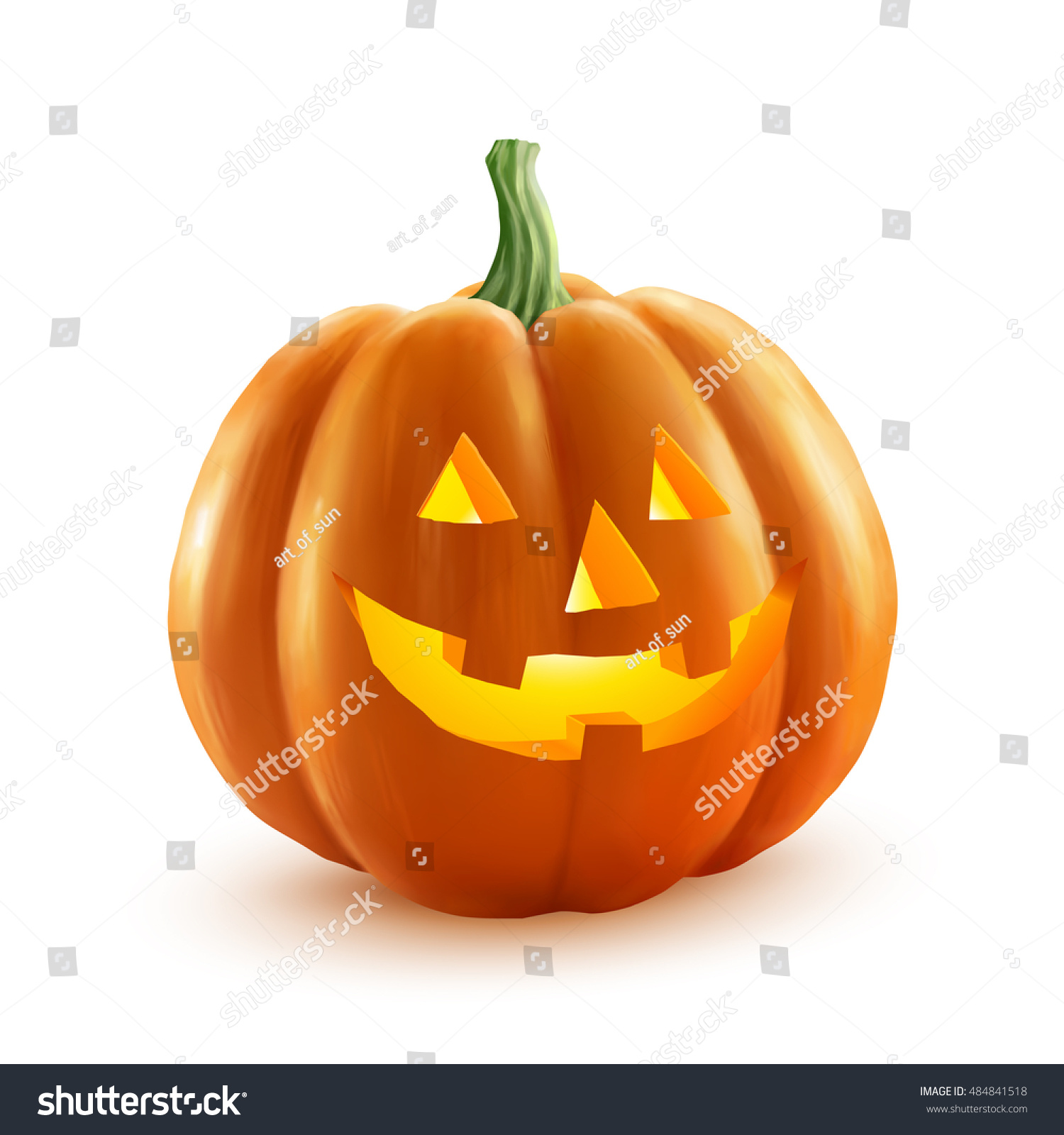 Realistic Vector Halloween Pumpkin Candle Inside Stock Vector (Royalty ...