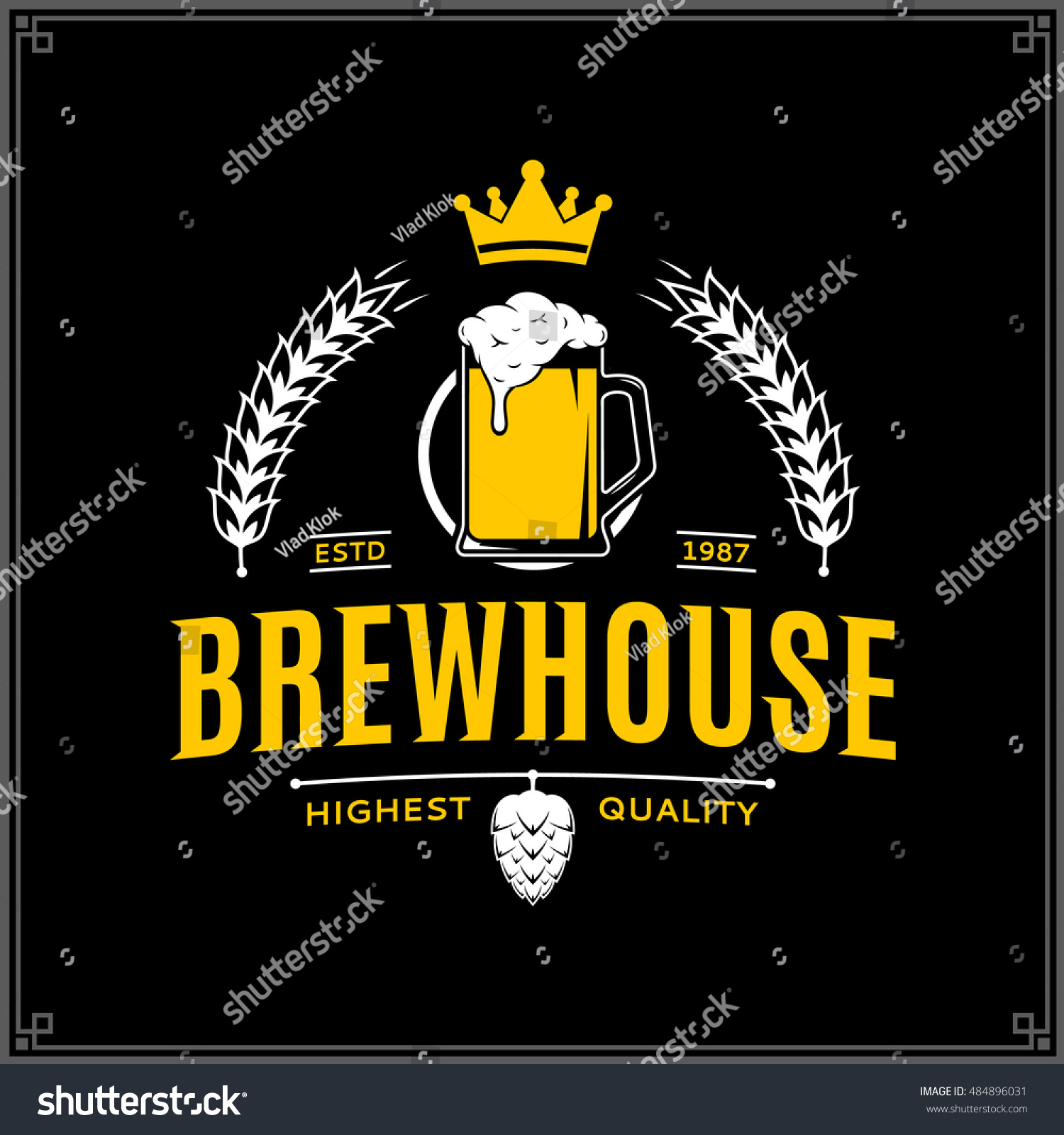 Vector White Yellow Vintage Brewhouse Logo Stock Vector (Royalty Free ...