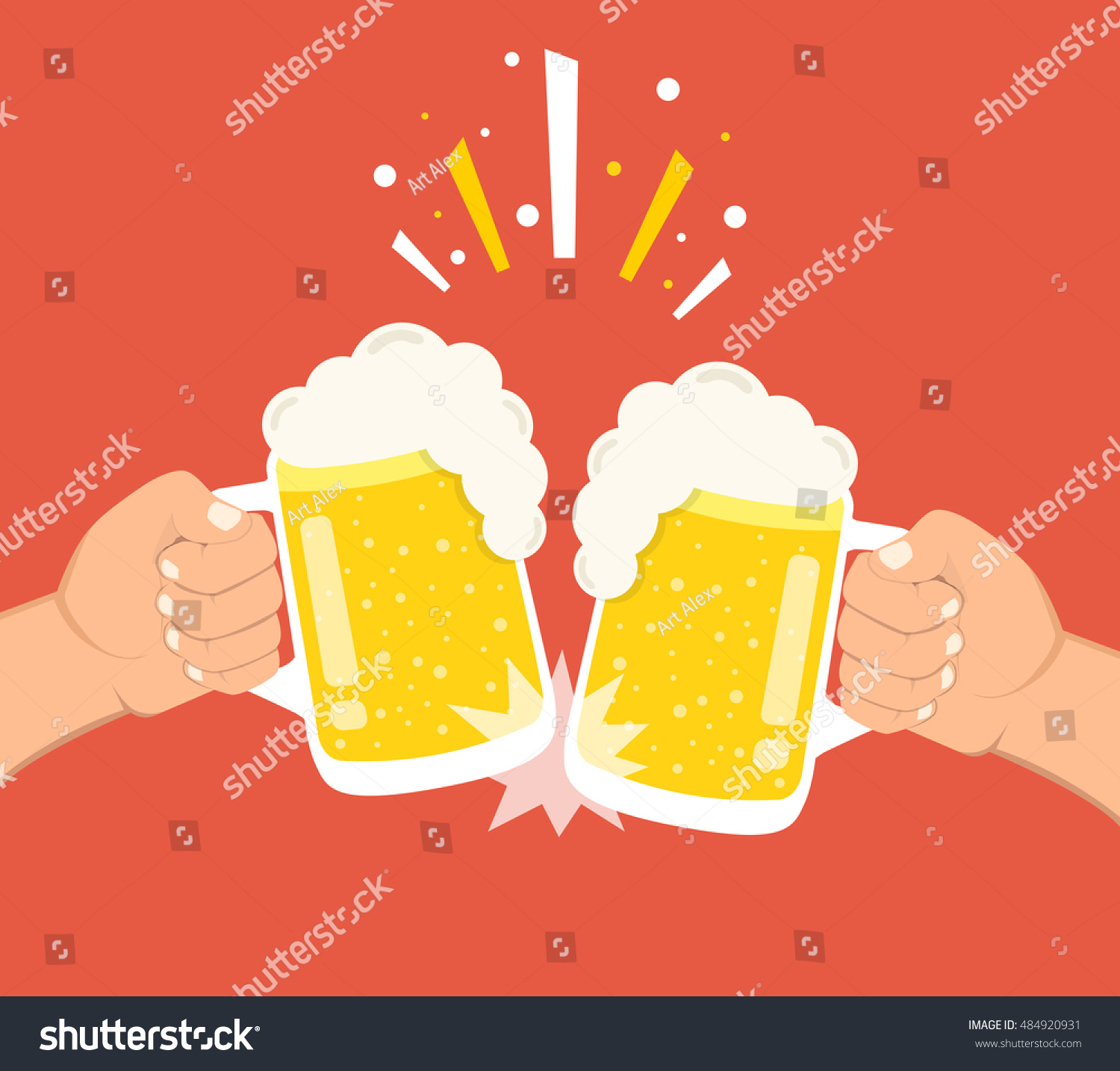 Two Hands Holding Beer Glasses Concept Vector De Stock Libre De