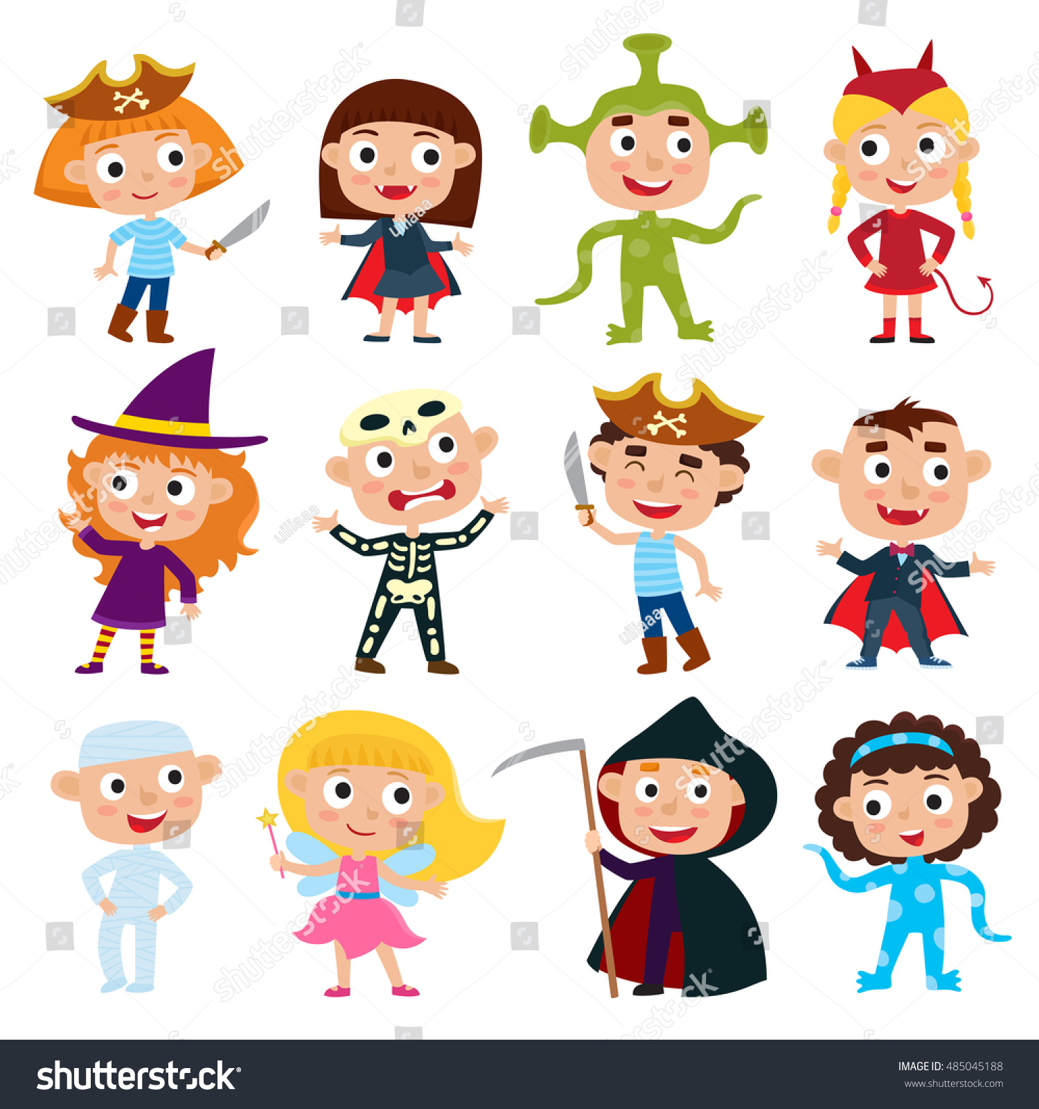 Vector Set Cute Cartoon Children Colorful Stock Vector (royalty Free 