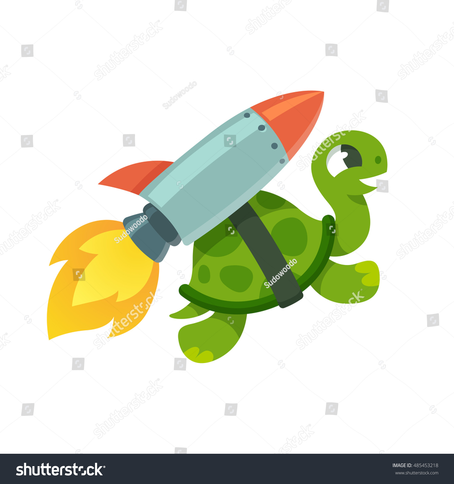 Cute Cartoon Turtle Rocket Jetpack Funny Stock Vector (Royalty Free ...