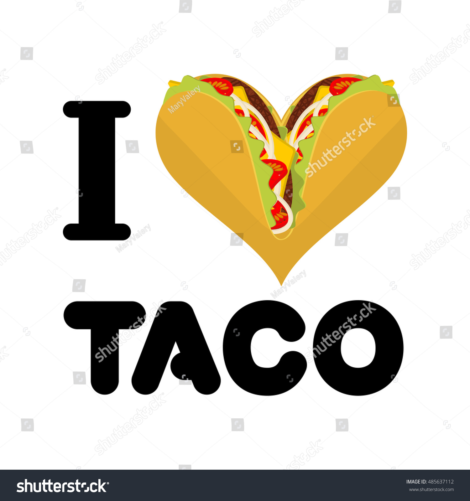 Love Taco Heart Symbol Mexican Food Stock Vector (Royalty Free ...