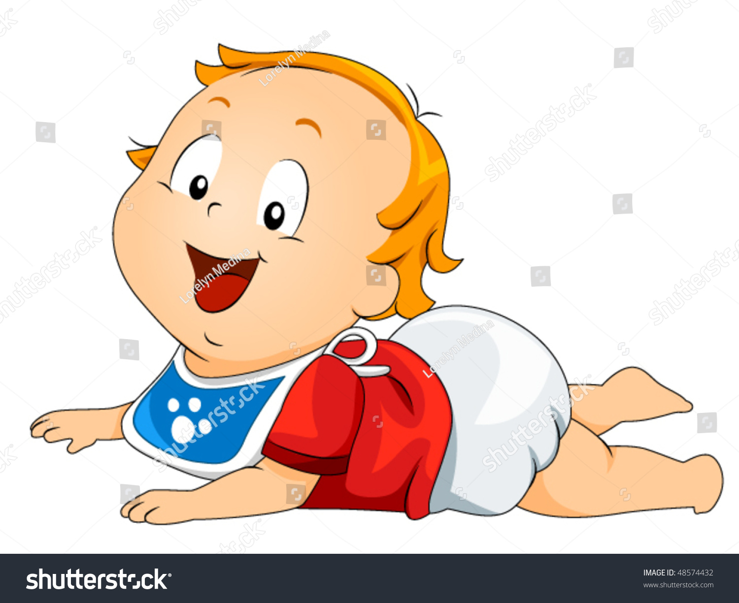 Ребенок лежит на животике иллюстрация