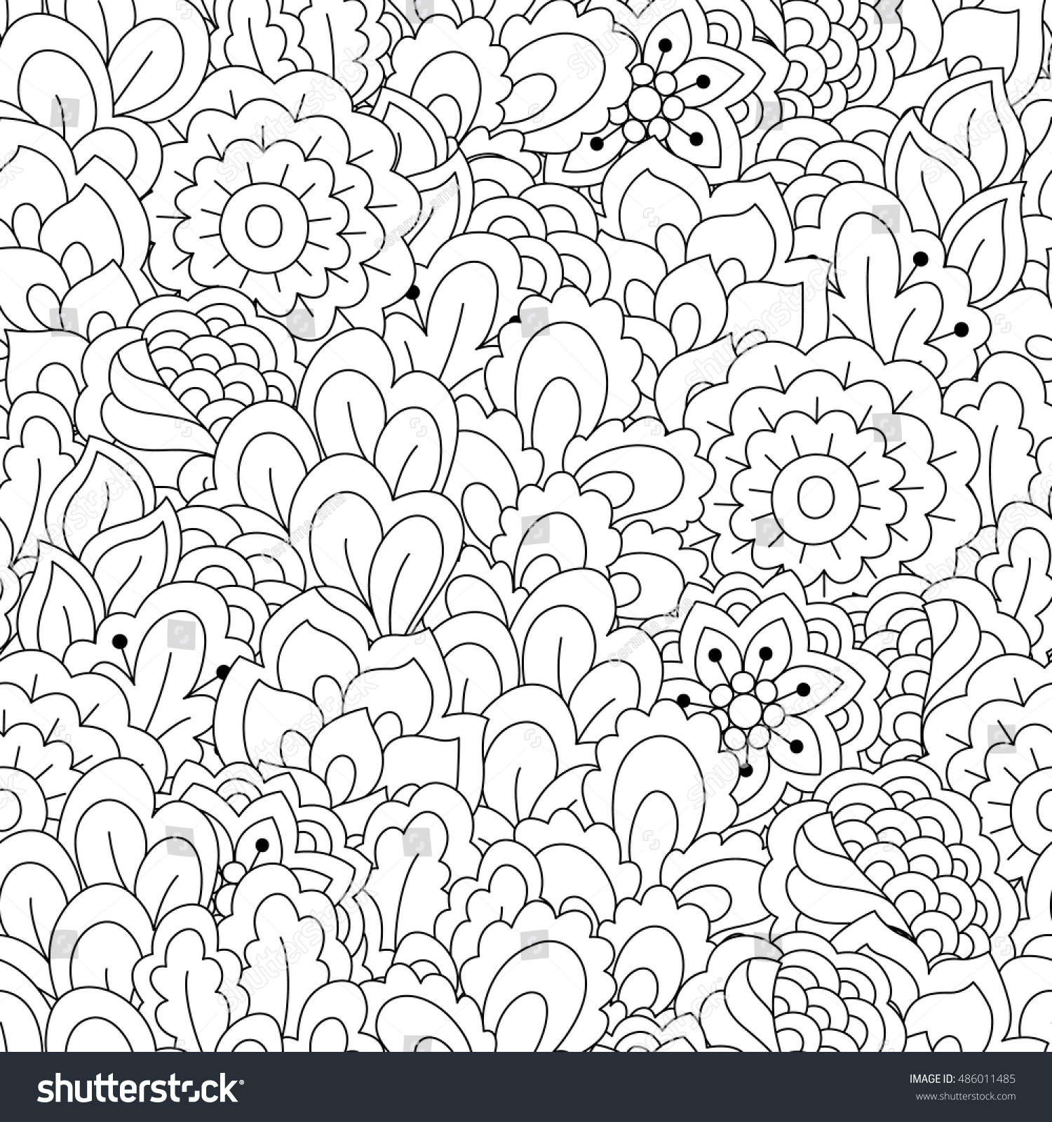 Seamless Black White Background Floral Ethnic Stock Vector (Royalty ...