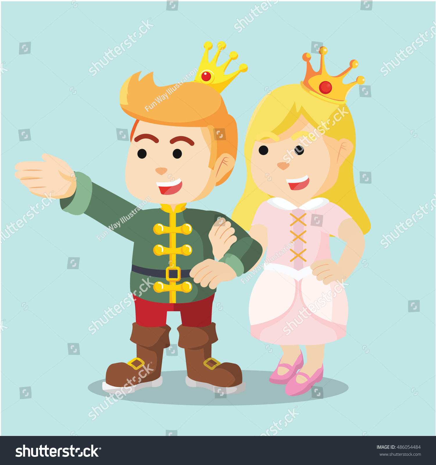 Princess Holding Hand Prince Stock Vector (Royalty Free) 486054484 ...