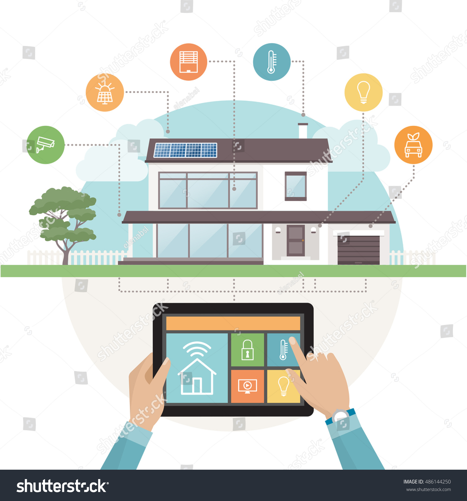 Smart House System Control Mobile App Stock Vector (Royalty Free ...